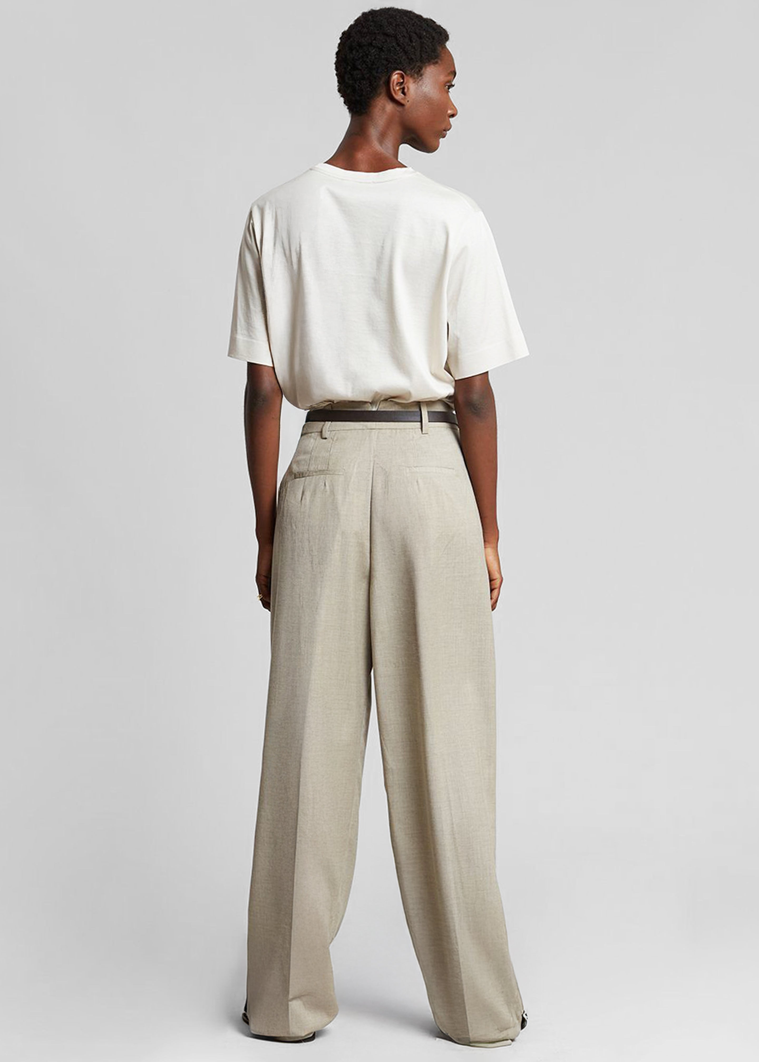 Gelso Pleated Trousers - Light Taupe Melange - 14