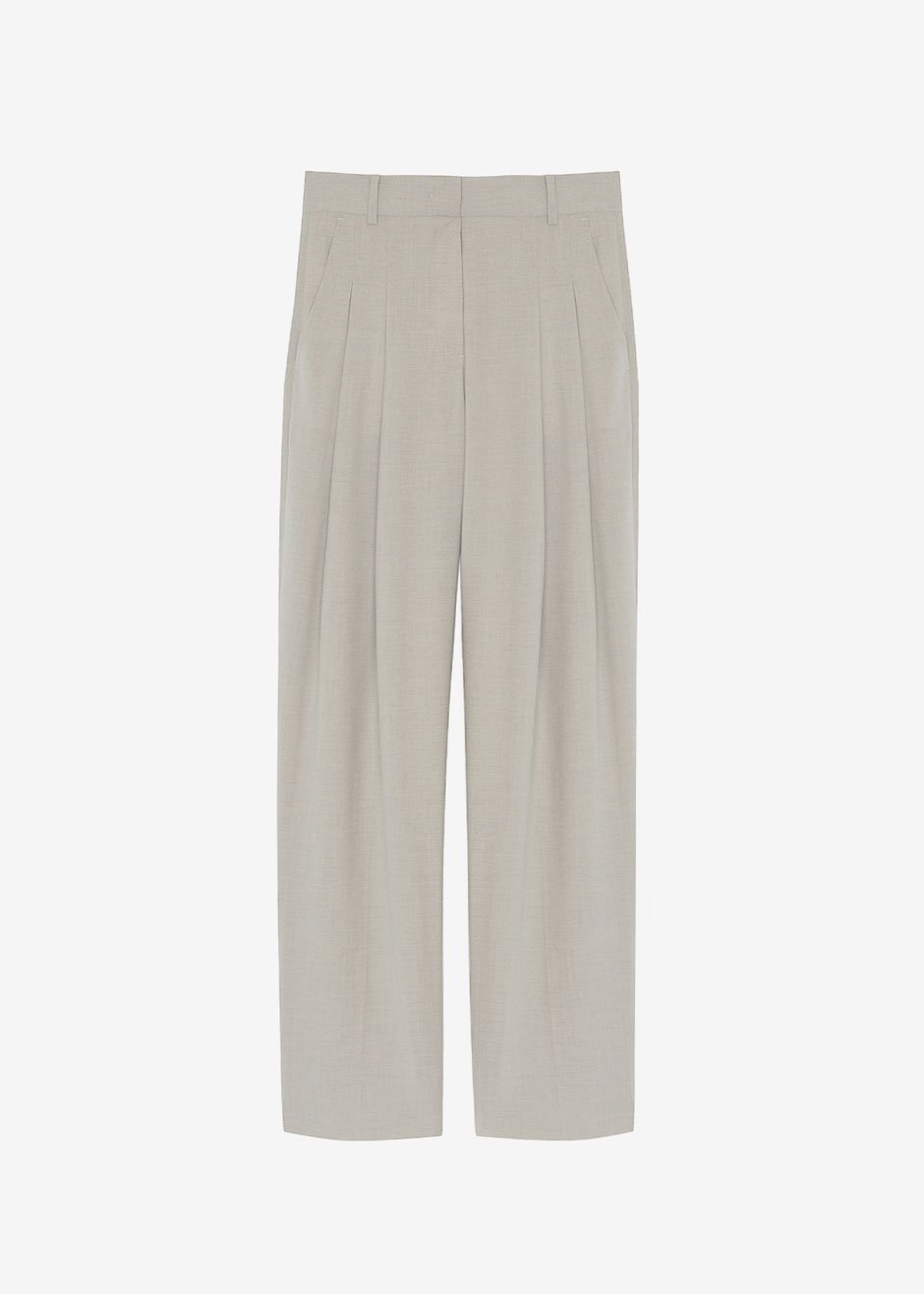 Gelso Pleated Trousers - Light Taupe Melange - 15