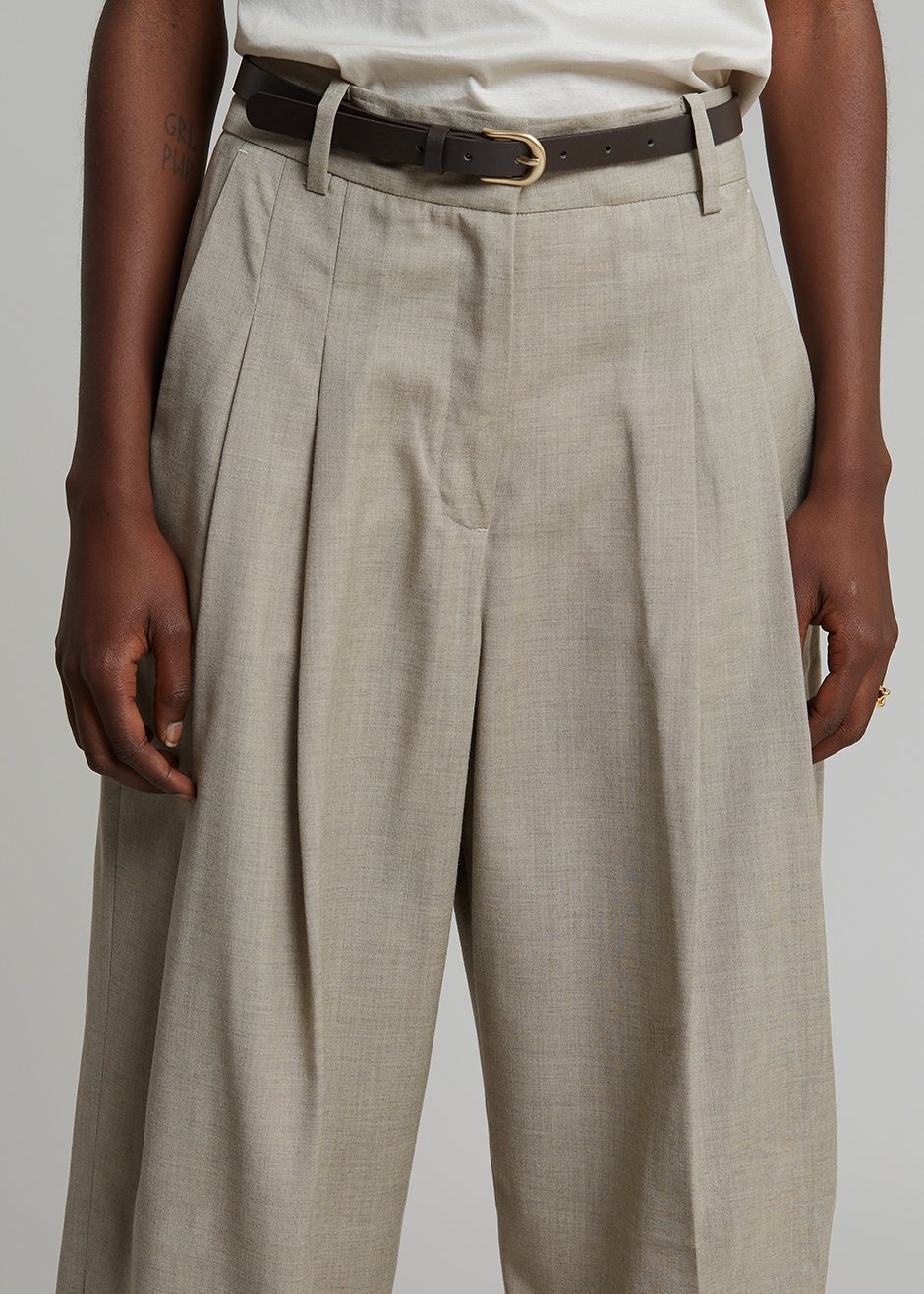 Gelso Pleated Trousers - Light Taupe Melange - 11