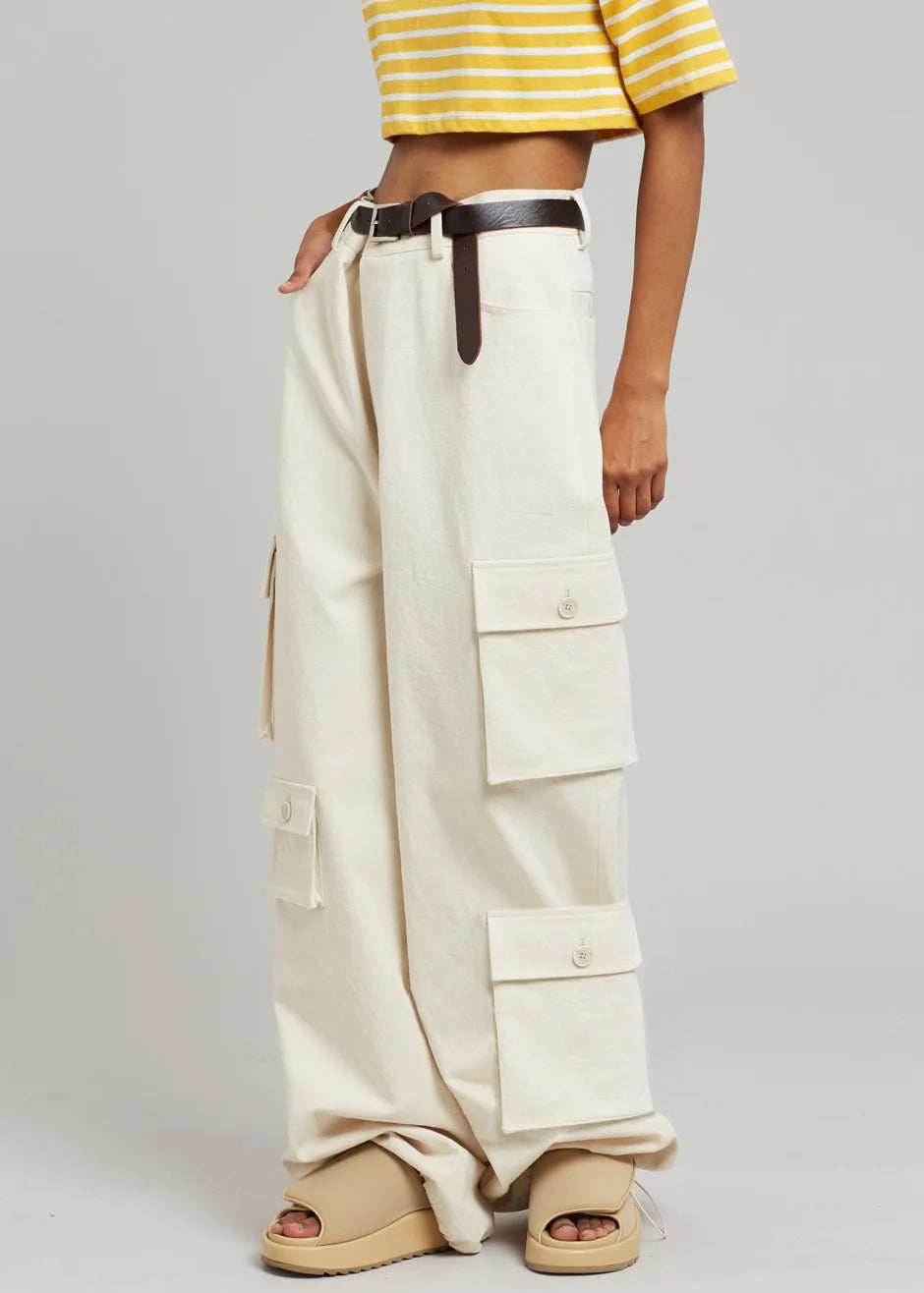 Hailey Oversized Cargo Pants - Beige - 5