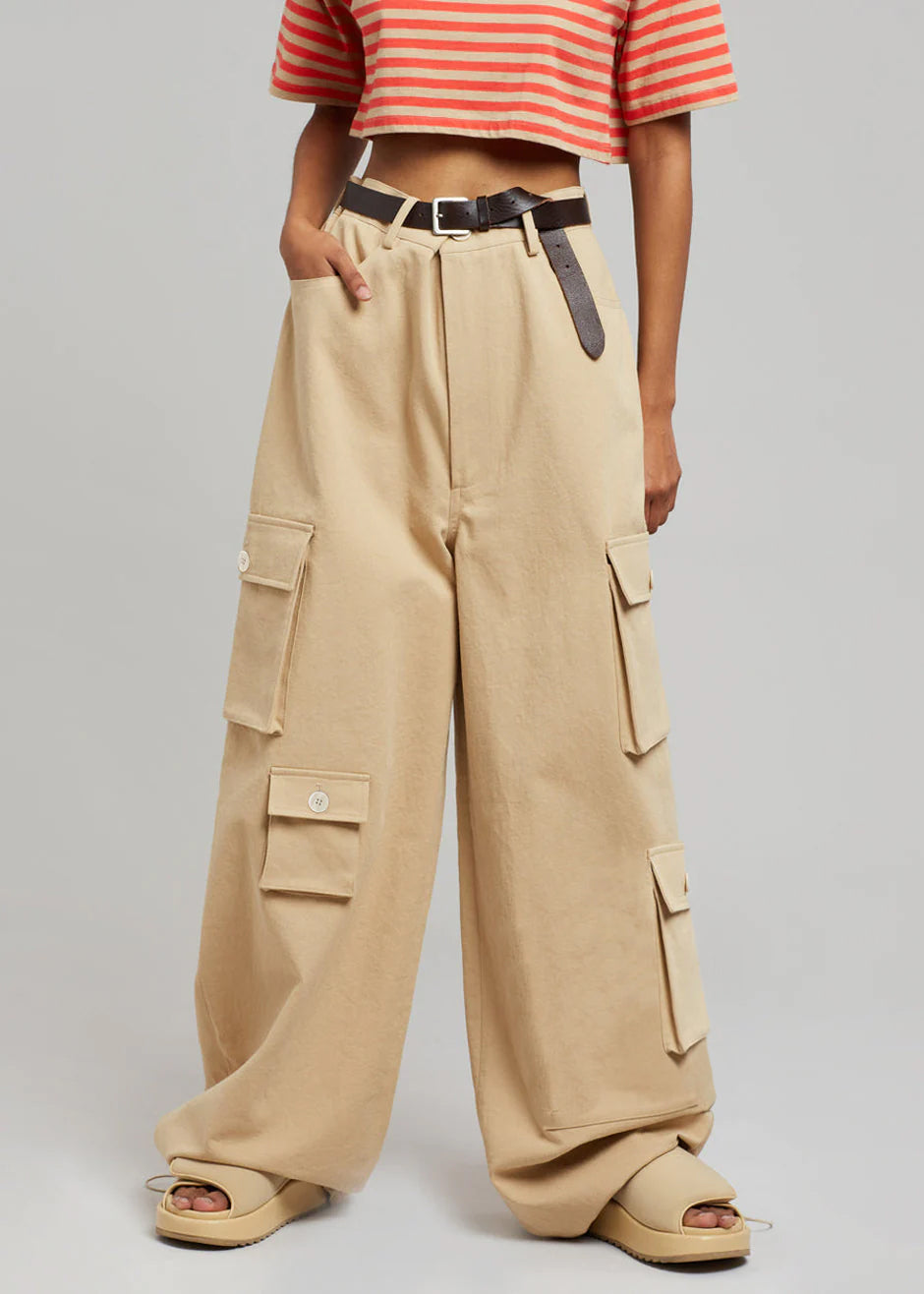 Hailey Oversized Cargo Pants - Tan - 2