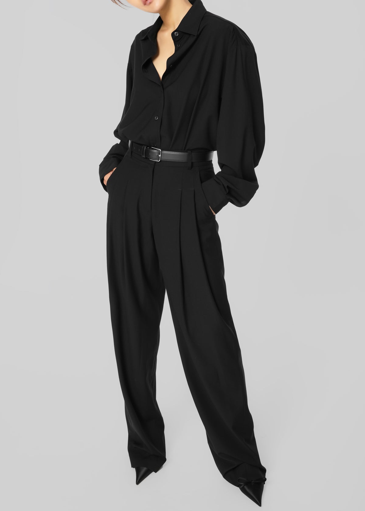 Gelso Pleated Trousers - Black - 1