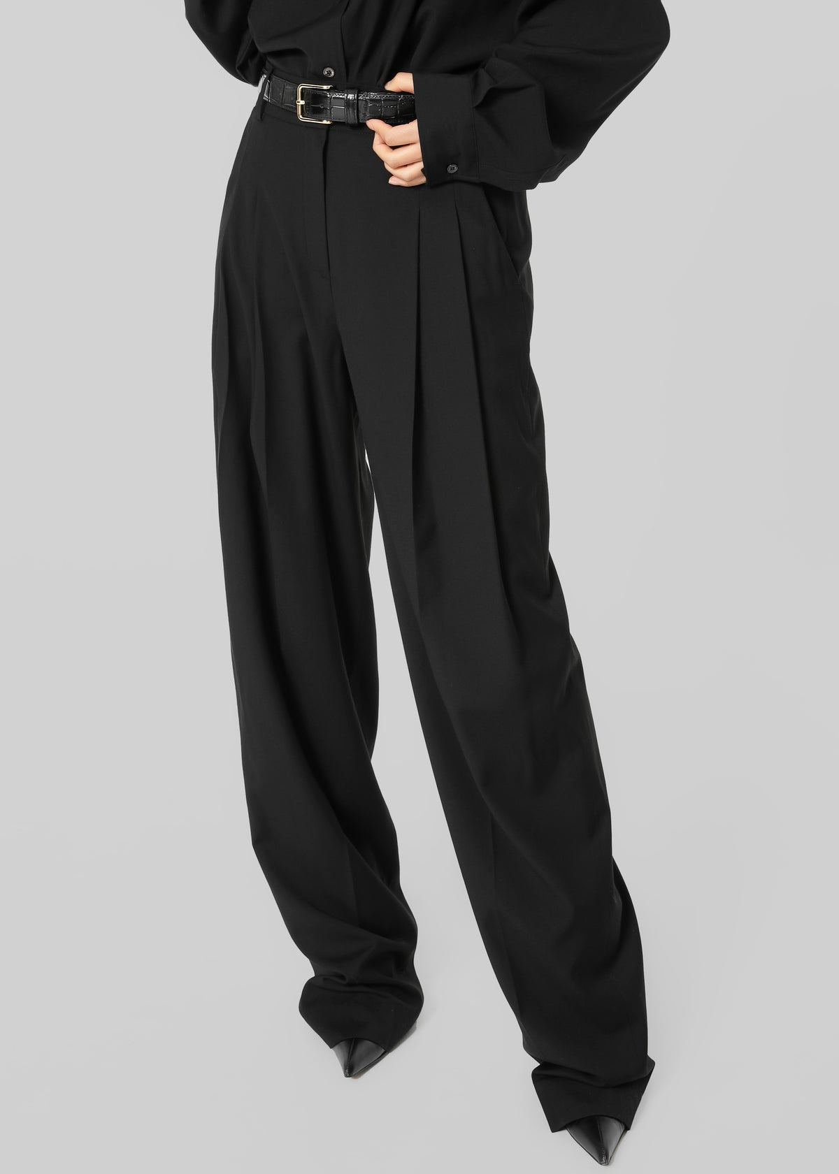 Gelso Pleated Trousers - Black - 5
