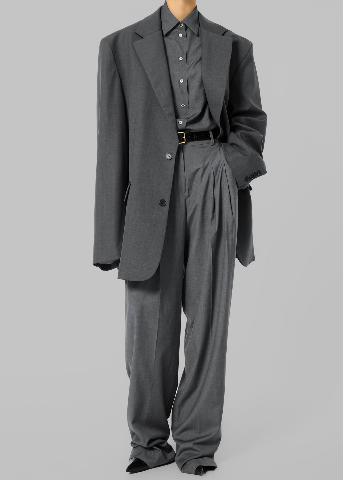 Gelso Oversized Blazer - Dark Grey Melange - 11