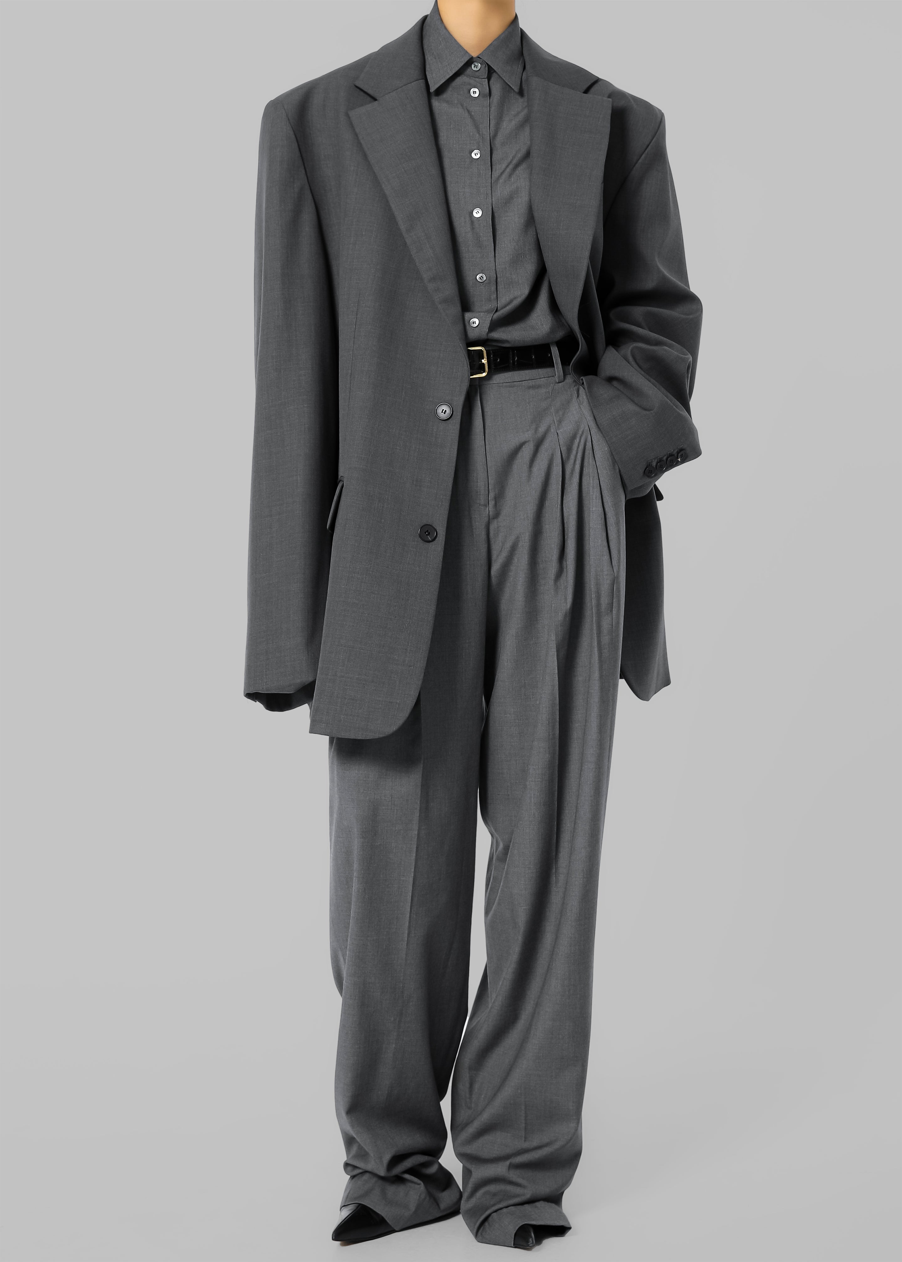 Gelso Oversized Blazer - Dark Grey Melange - 11