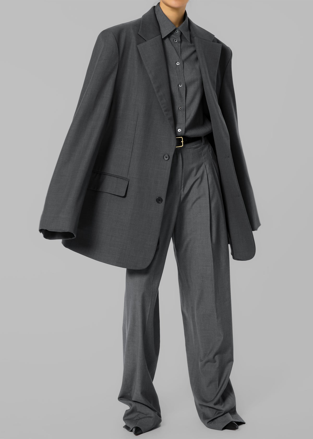 Gelso Oversized Blazer - Dark Grey Melange - 7