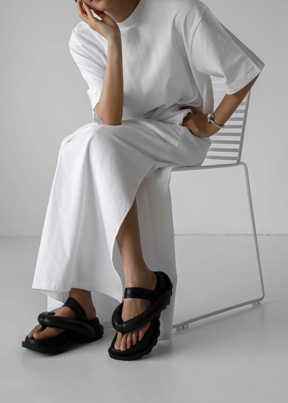 Lou Oversized Tee Dress - Optic White - 1
