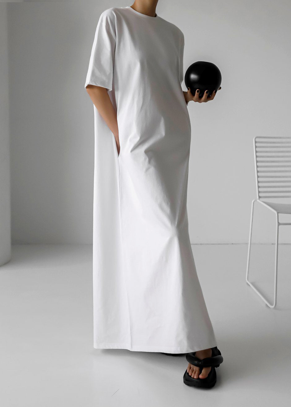 Lou Oversized Tee Dress - Optic White - 2