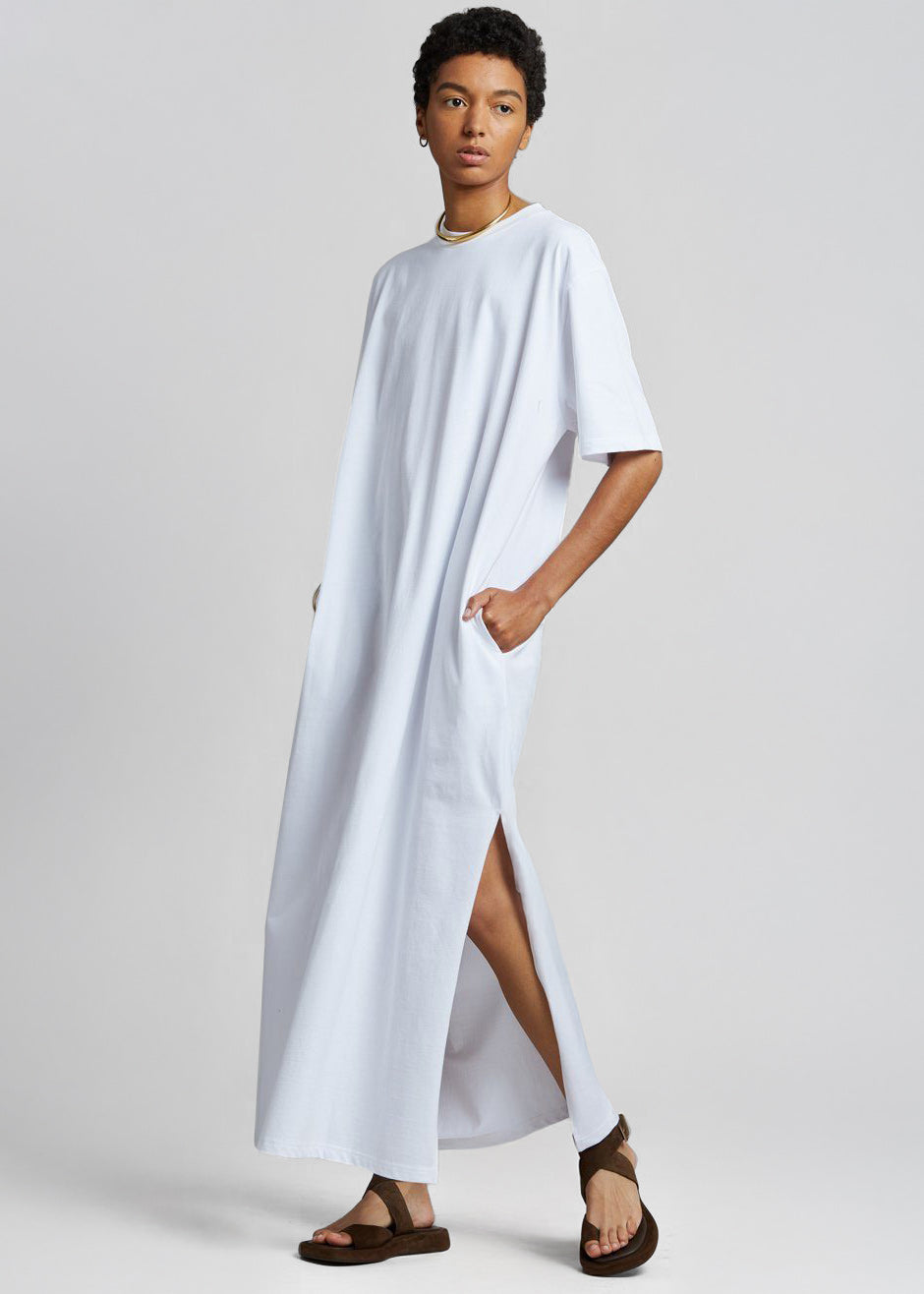 Lou Oversized Tee Dress - Optic White - 4