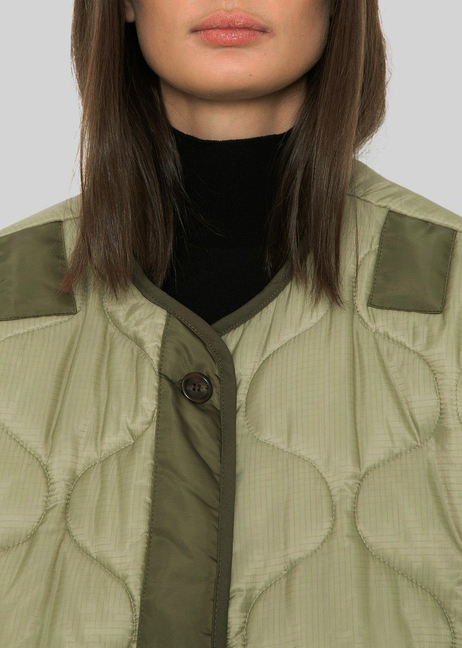 Teddy Quilted Jacket - Moss Green - 6