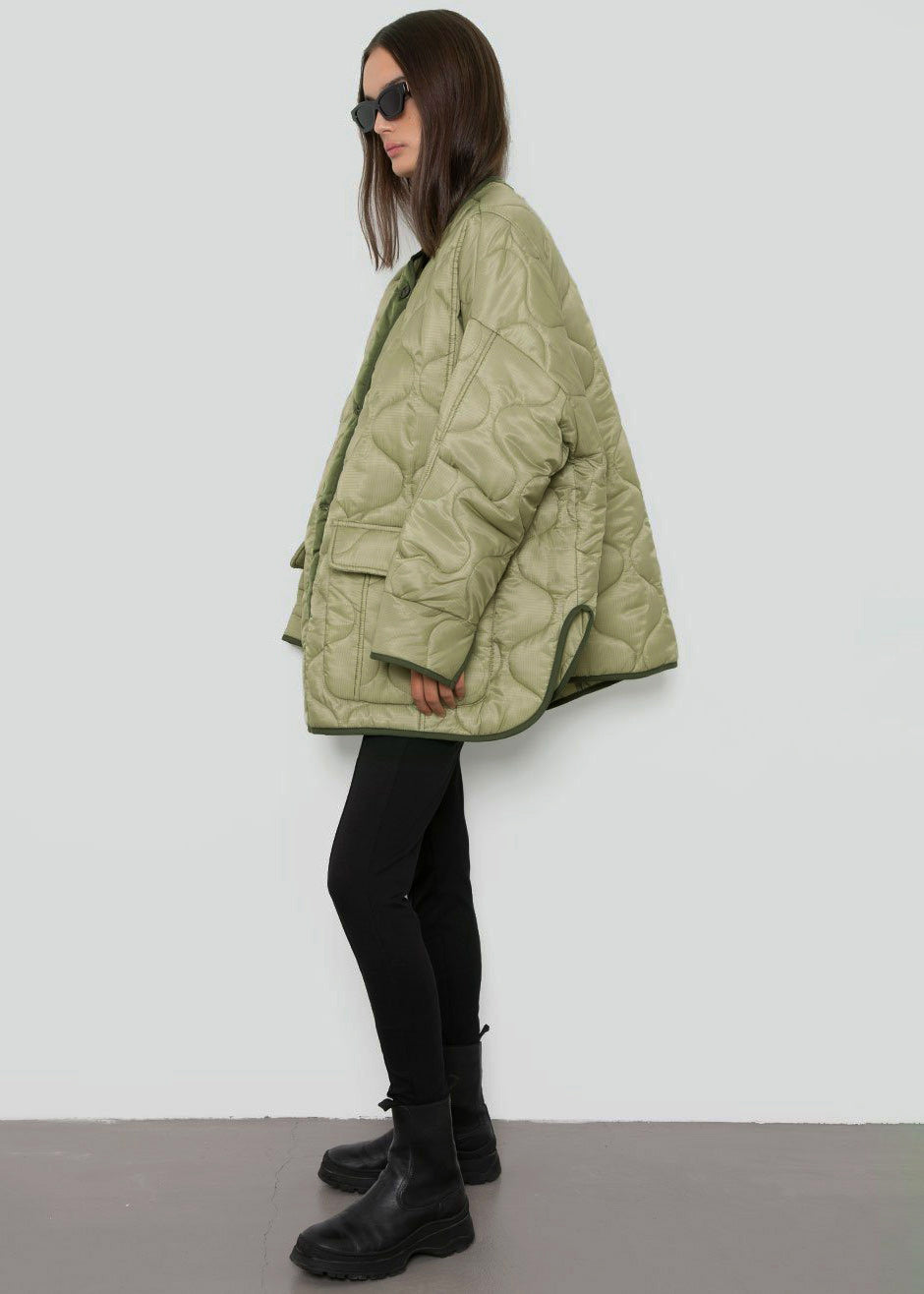 Teddy Quilted Jacket - Moss Green - 7