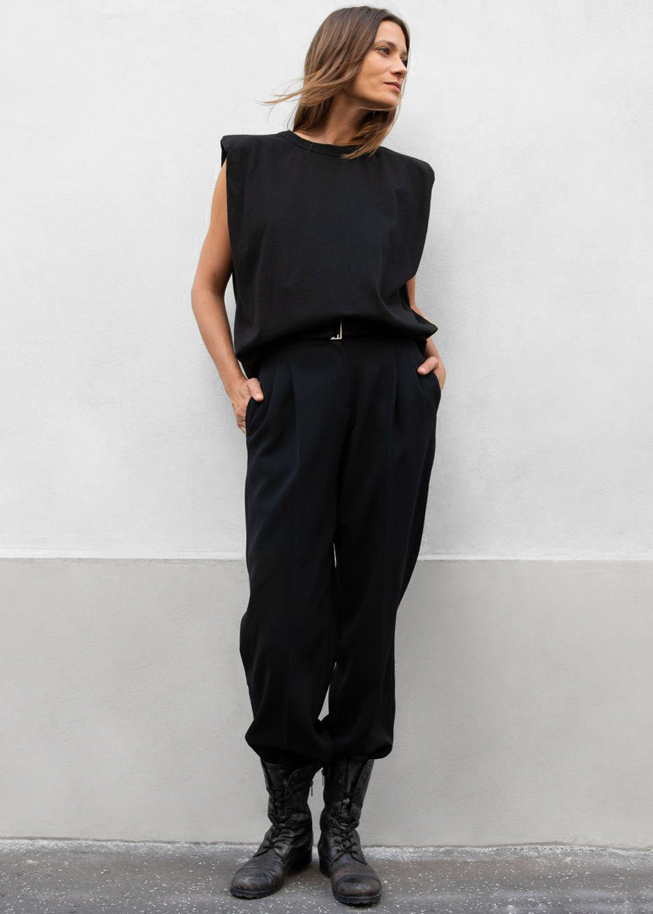 Eva Padded Shoulder Muscle T-Shirt - Black - 7