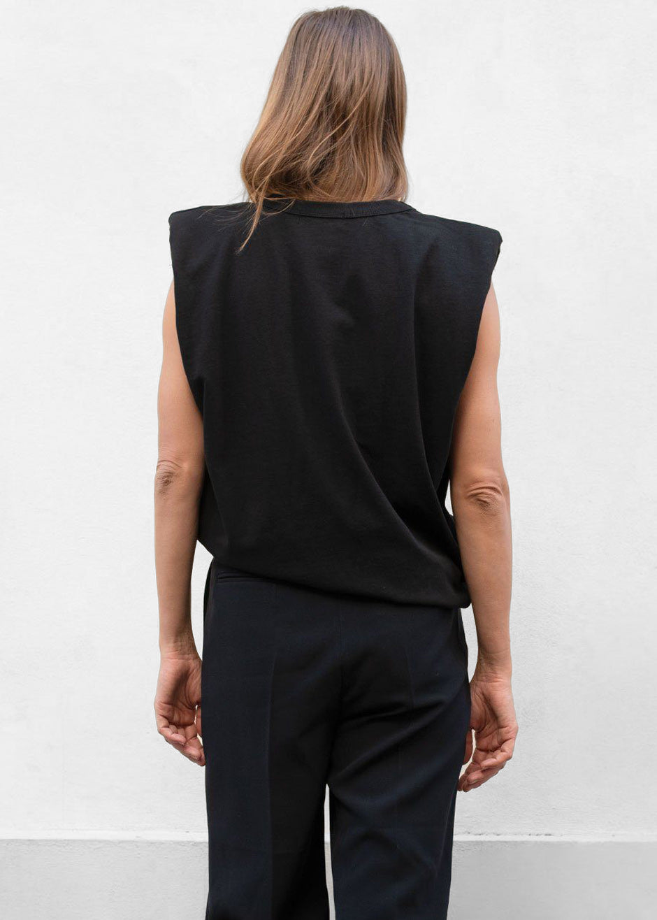 Eva Padded Shoulder Muscle T-Shirt - Black - 10