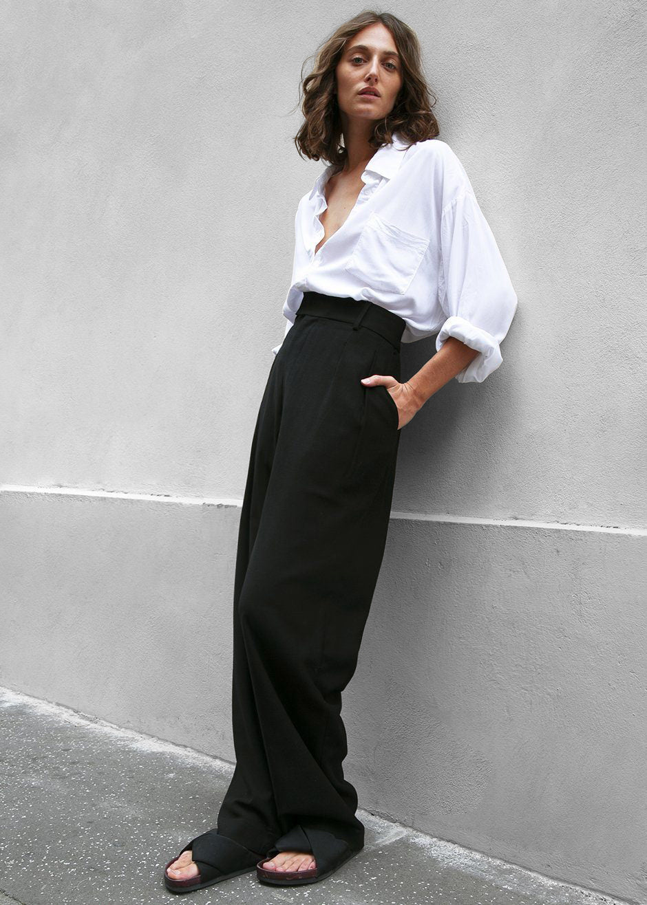Hanna Silky Oversized Blouse - White - 4