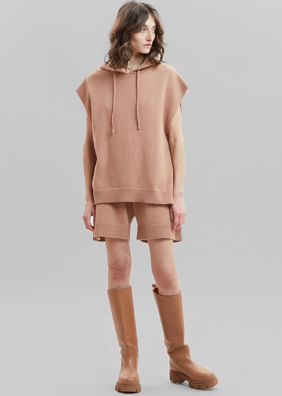 Juno Sleeveless Knit Hoodie - Terra Cotta - 4