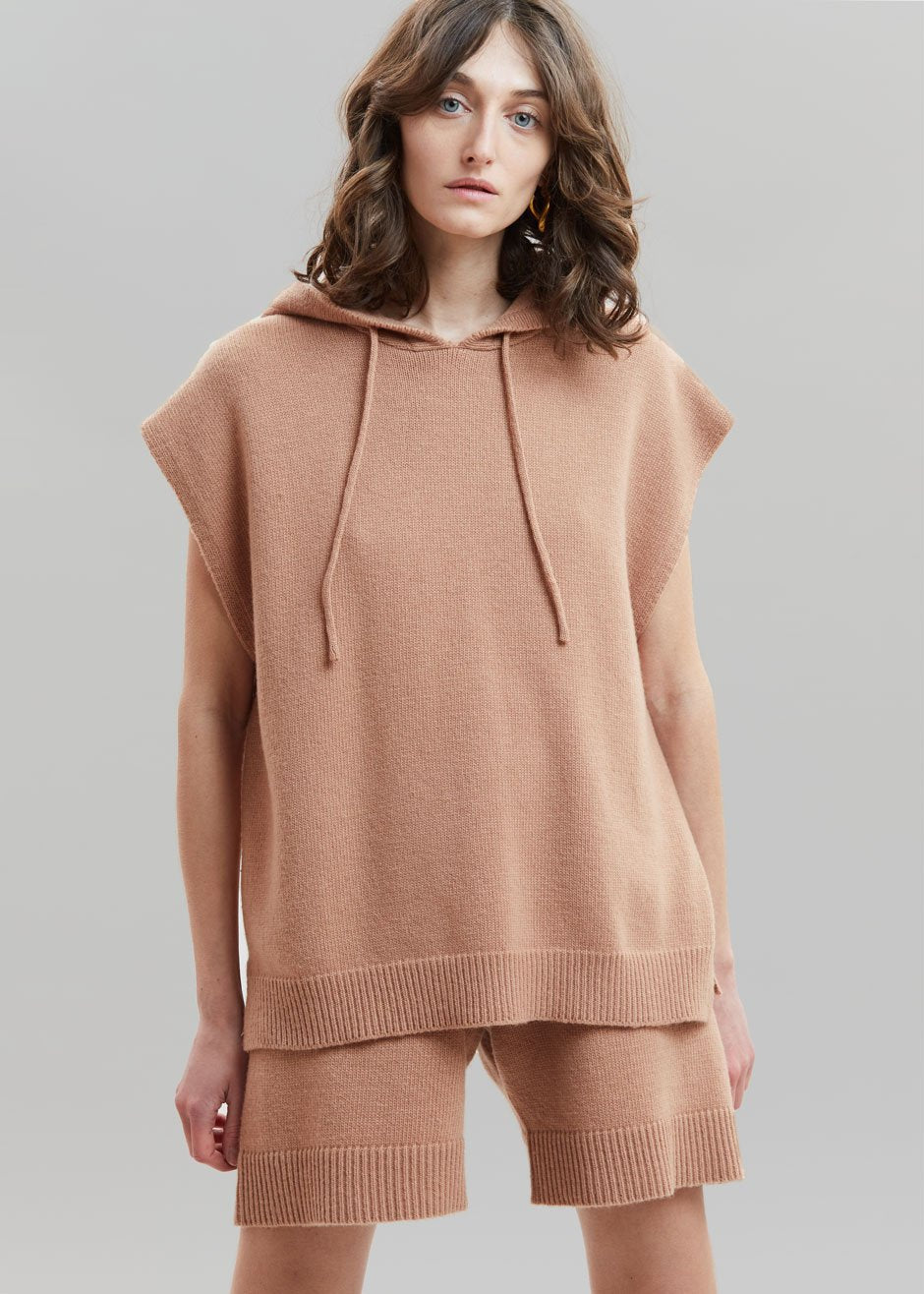 Juno Sleeveless Knit Hoodie - Terra Cotta - 7