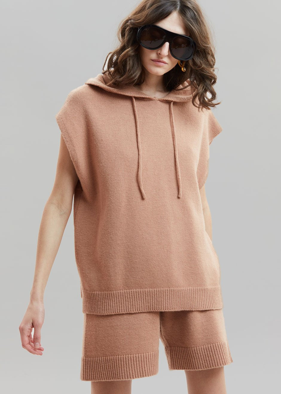 Juno Sleeveless Knit Hoodie - Terra Cotta - 6