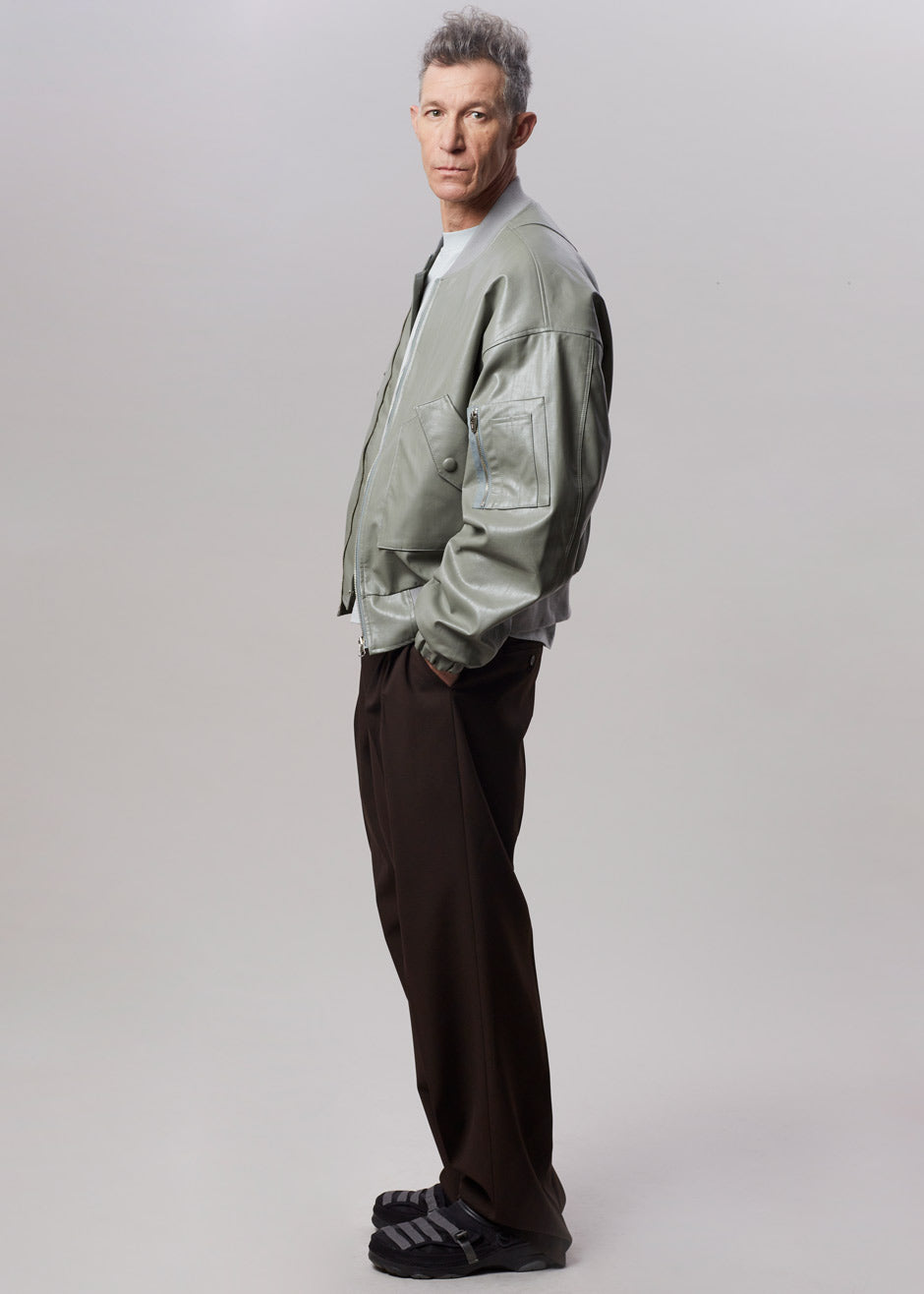Hane Faux Leather Bomber - Eucalyptus - 5