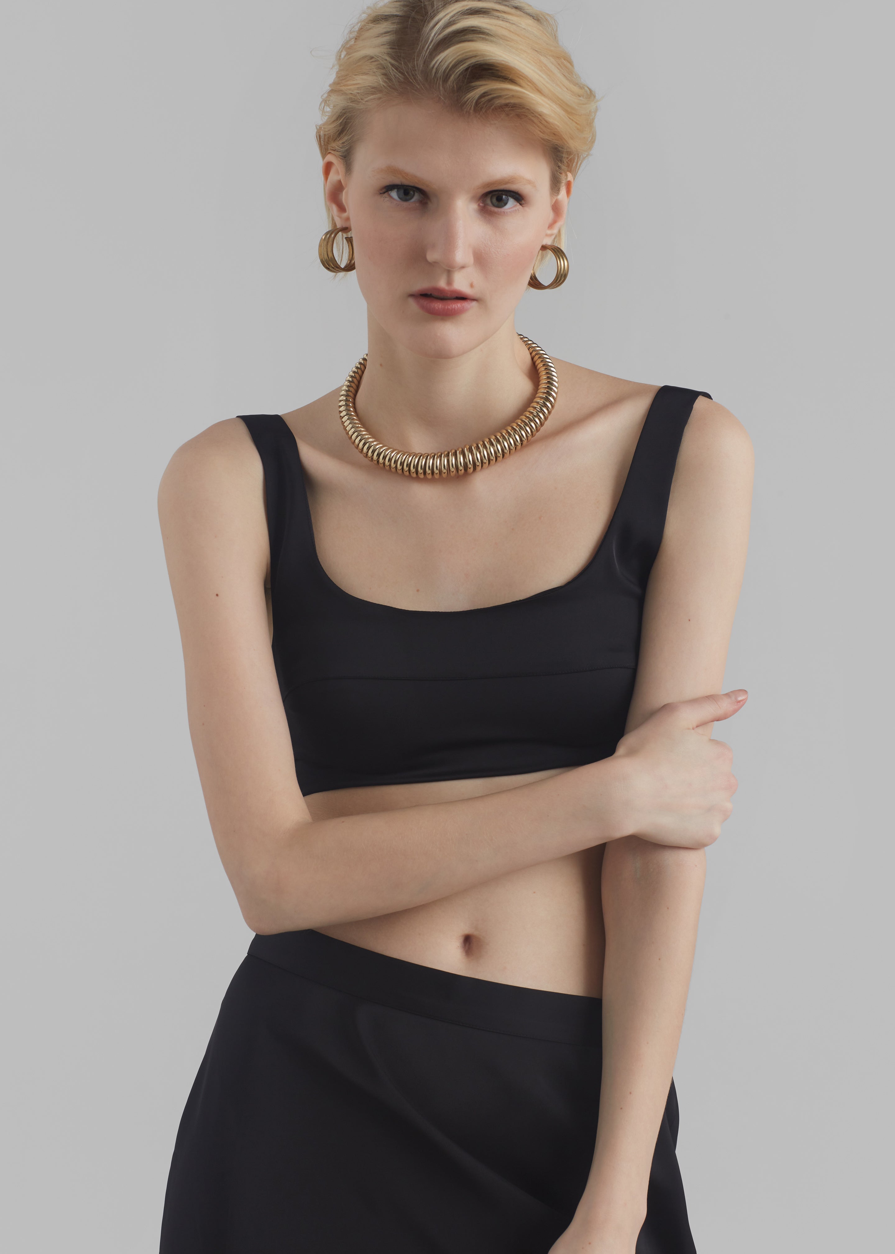 Ada Satin Bra Top - Black - 1