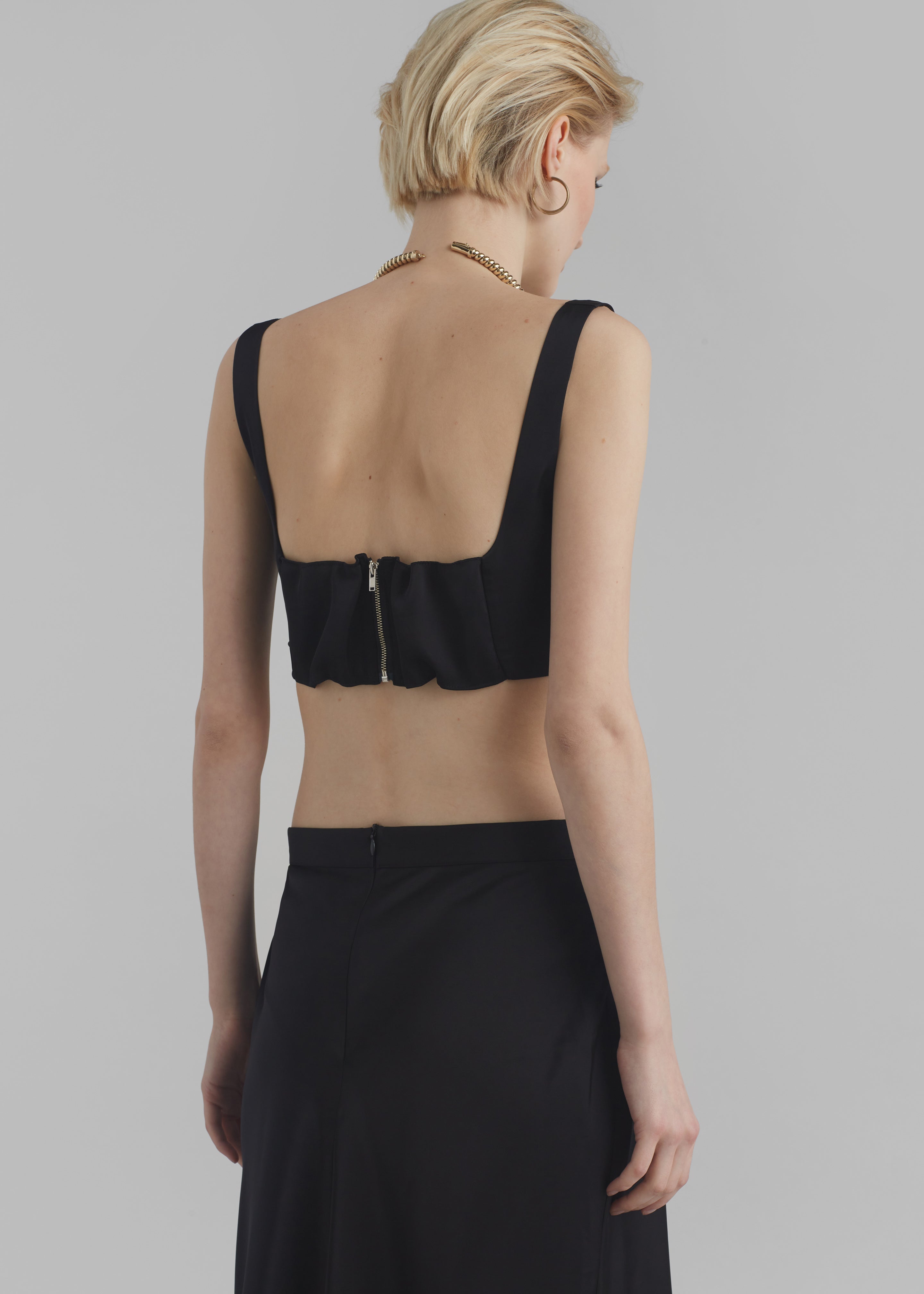 Ada Satin Bra Top - Black - 2