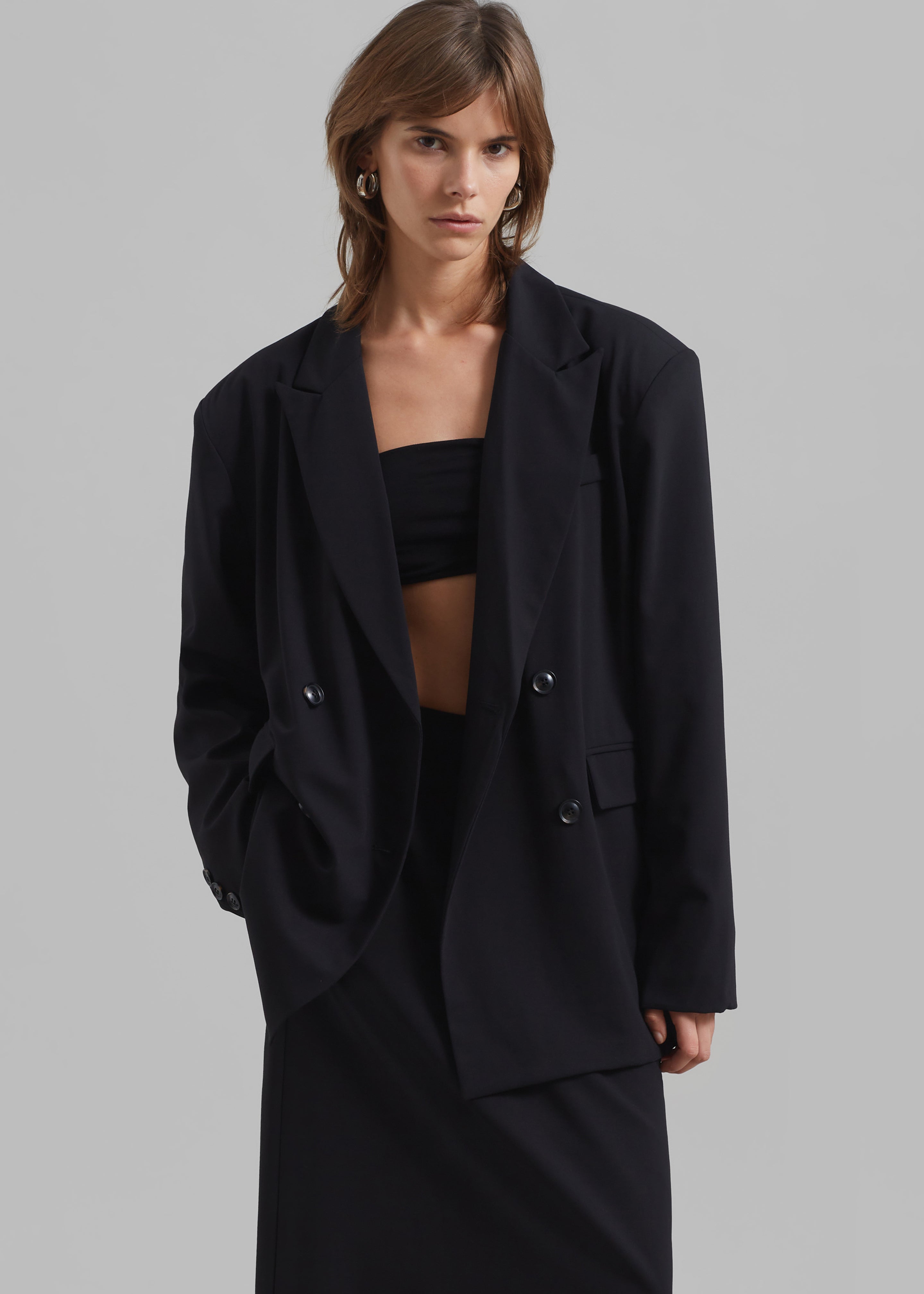 Allison Double Breasted Blazer - Black - 3