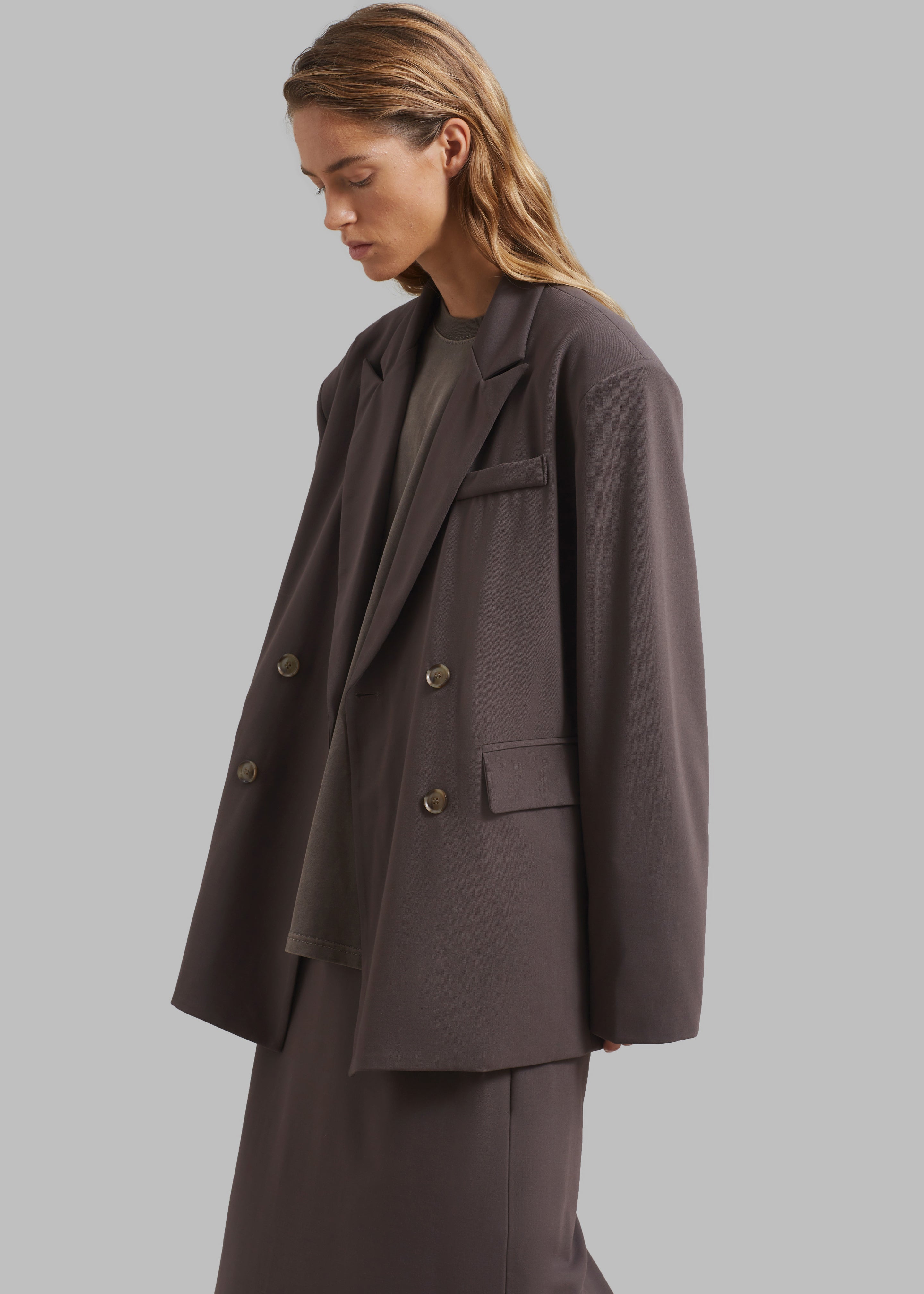 Allison Double Breasted Blazer - Brown - 3