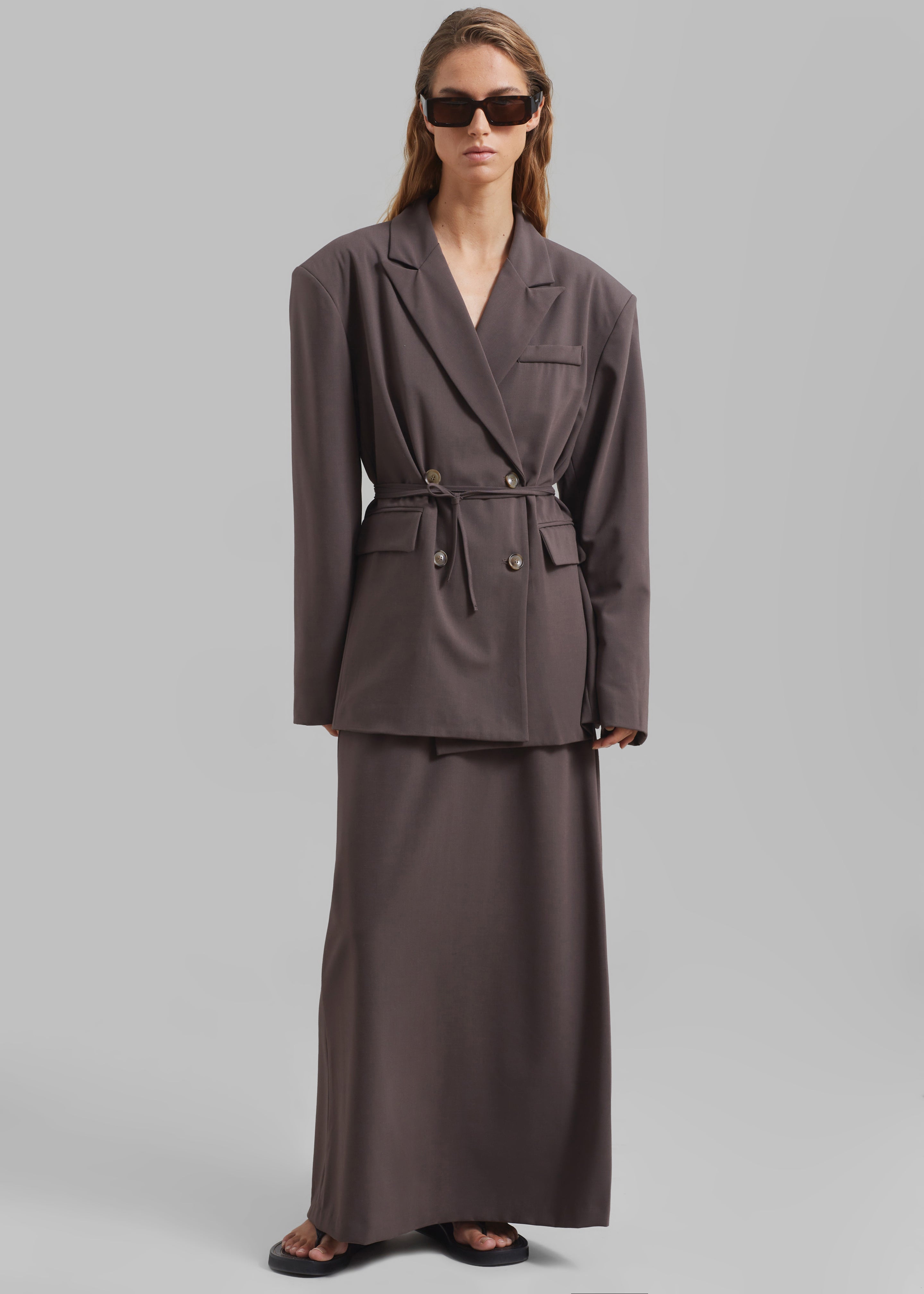 Allison Double Breasted Blazer - Brown - 5