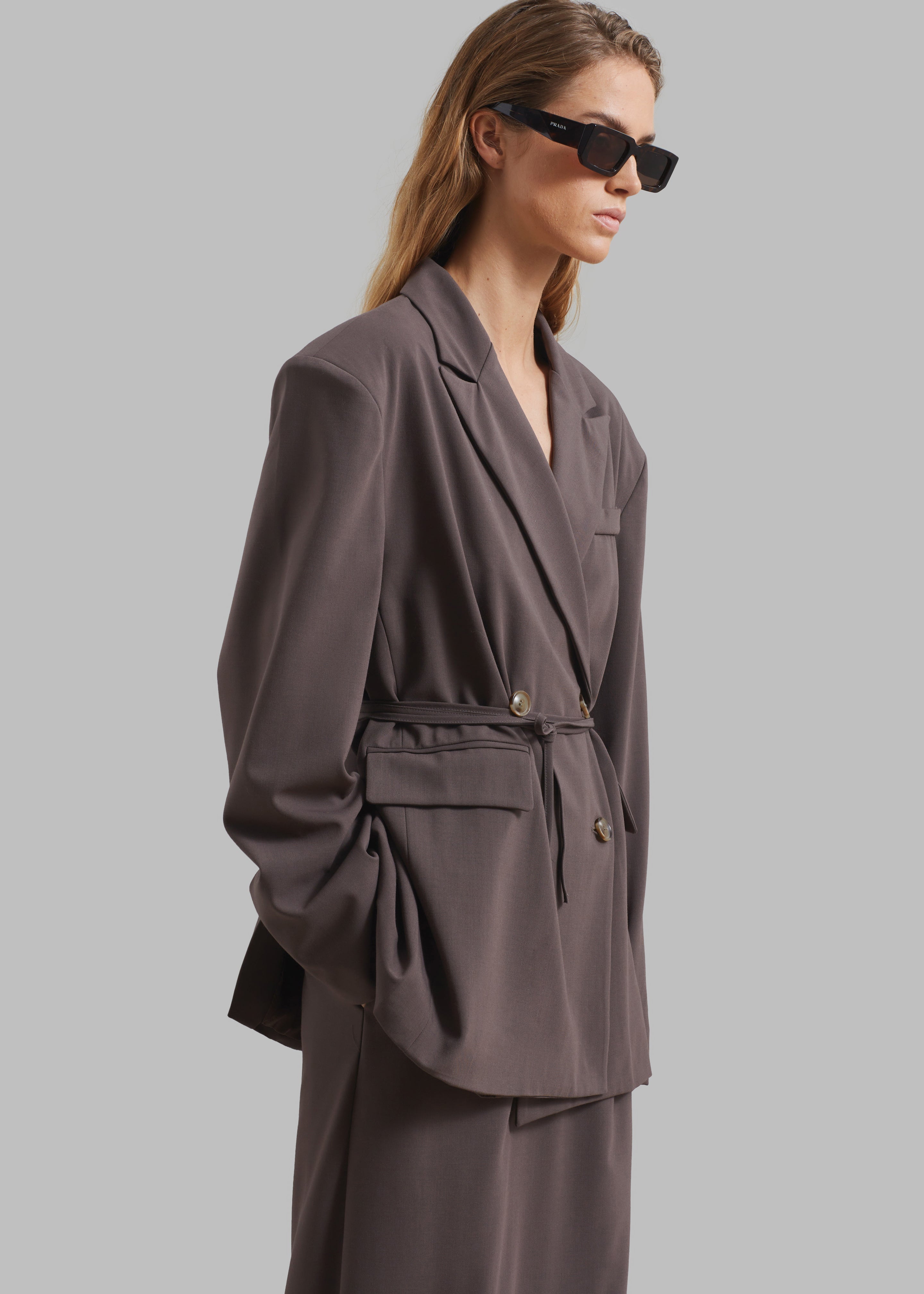 Allison Double Breasted Blazer - Brown - 6