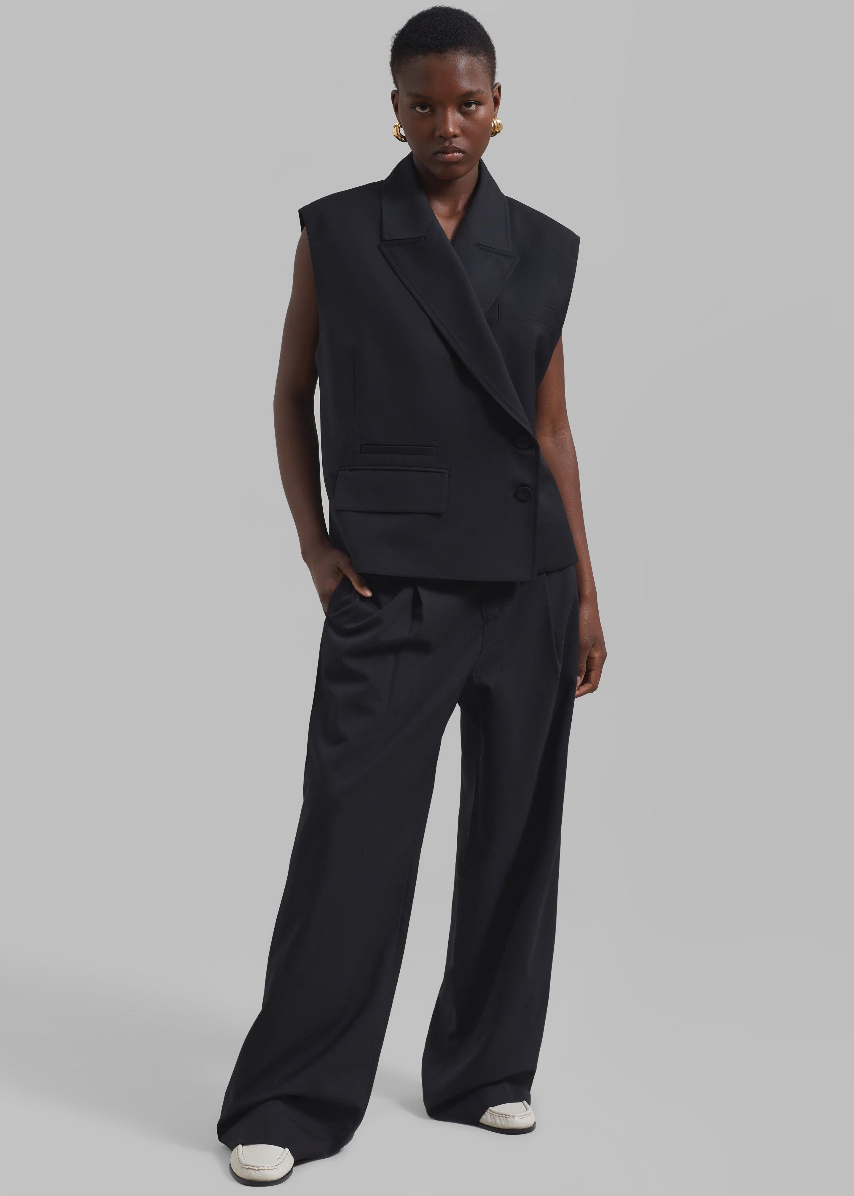 Alora Asymmetrical Vest - Black - 1