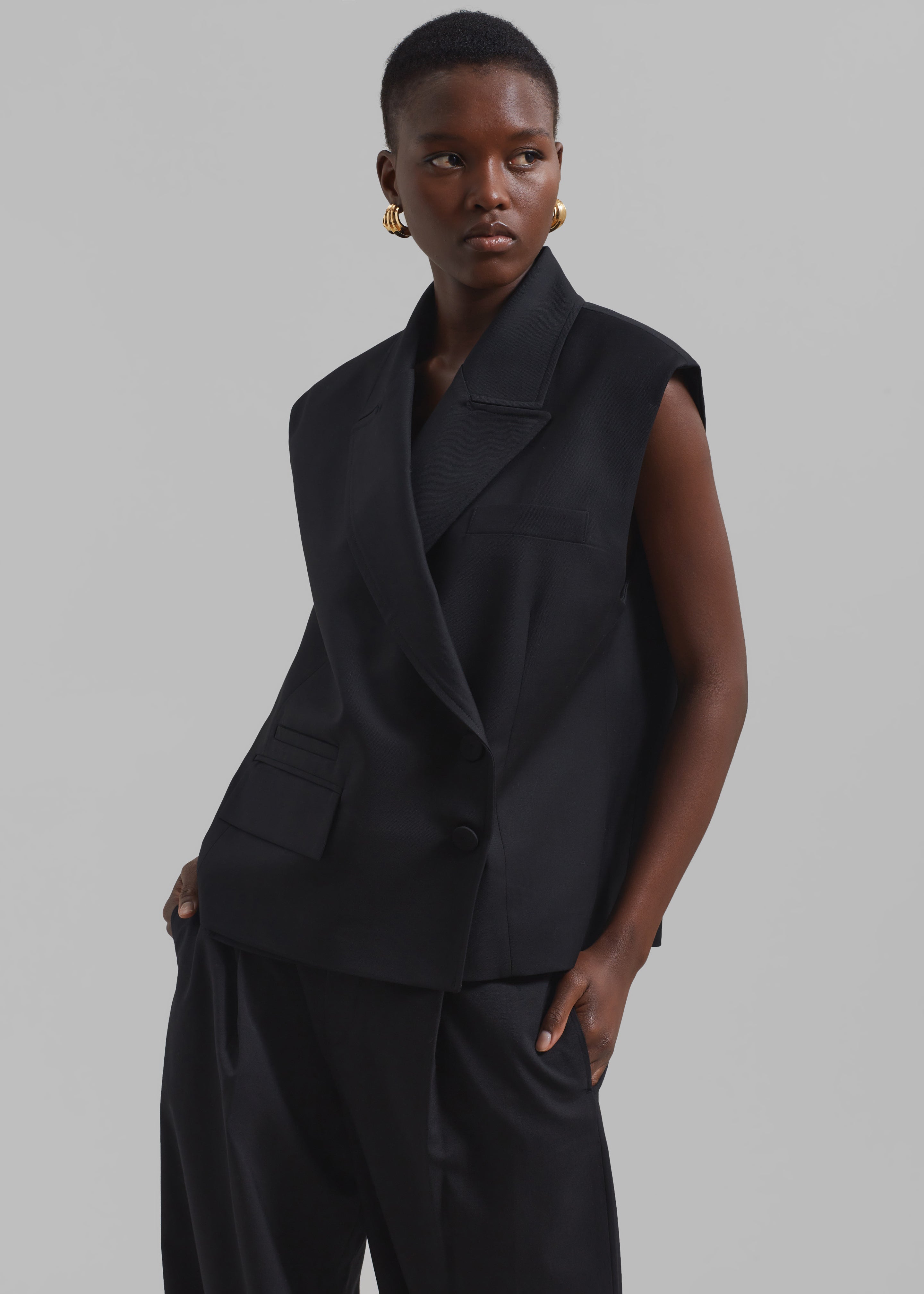 Alora Asymmetrical Vest - Black - 2