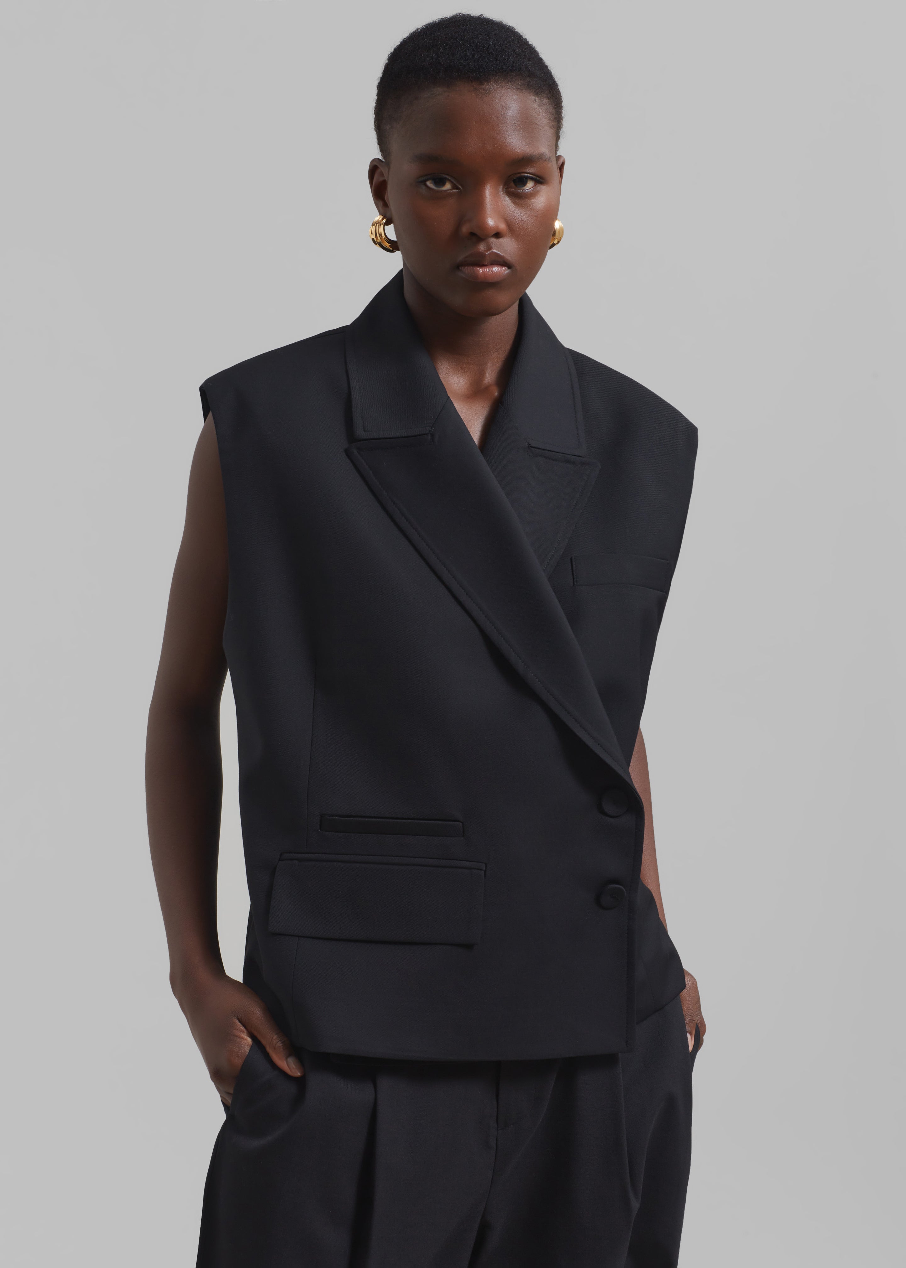 Alora Asymmetrical Vest - Black - 6