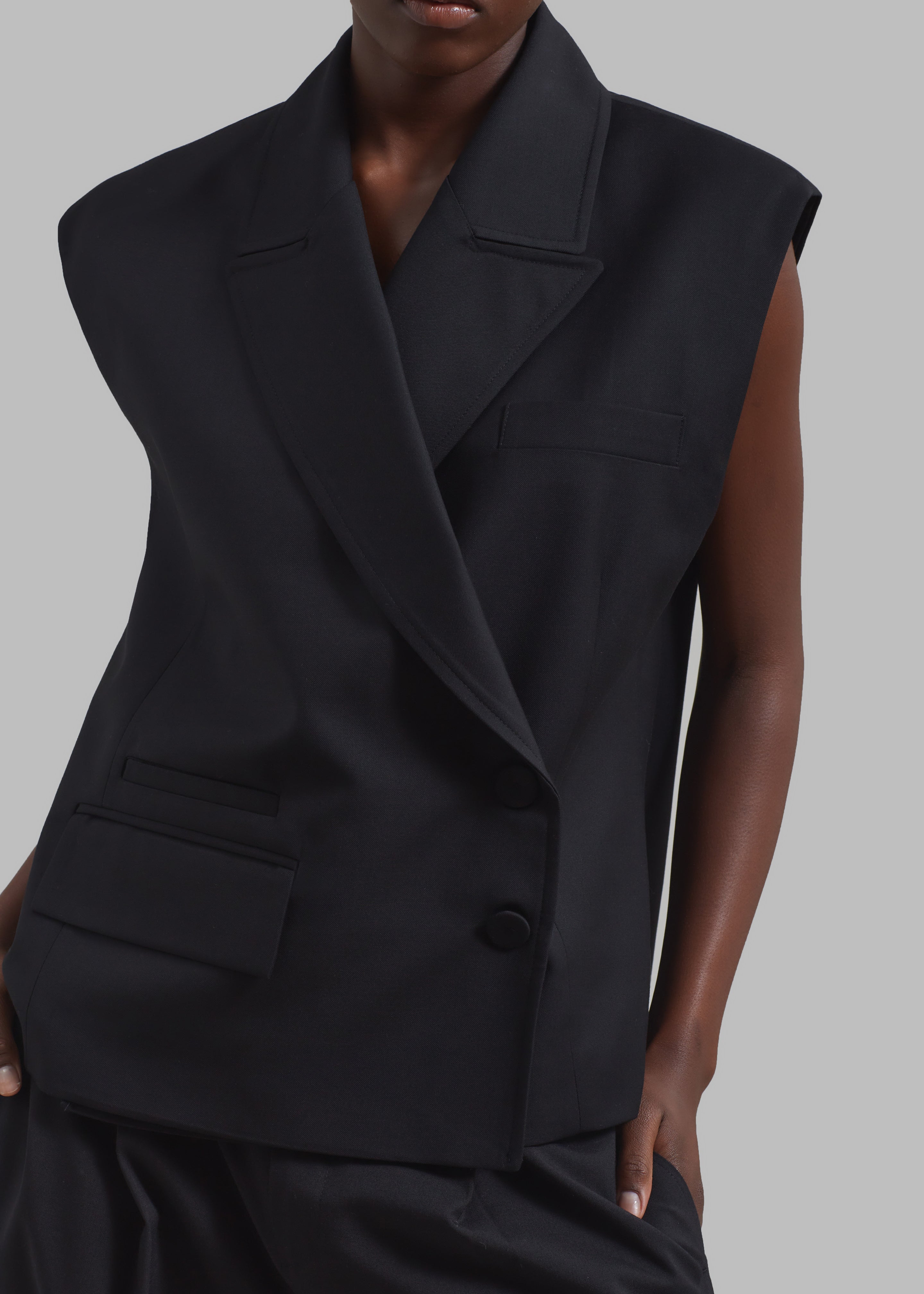 Alora Asymmetrical Vest - Black - 3