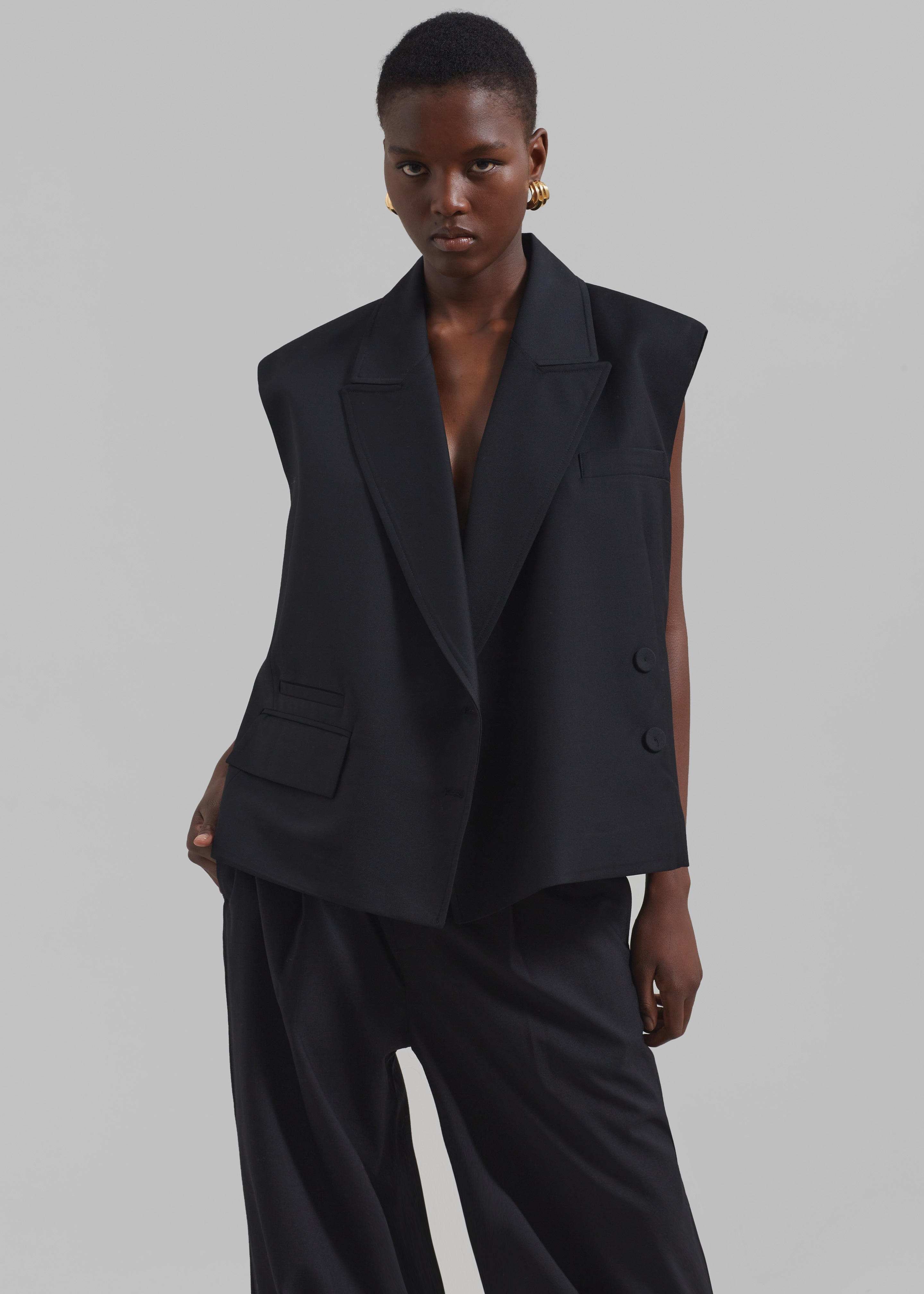 Alora Asymmetrical Vest - Black - 4