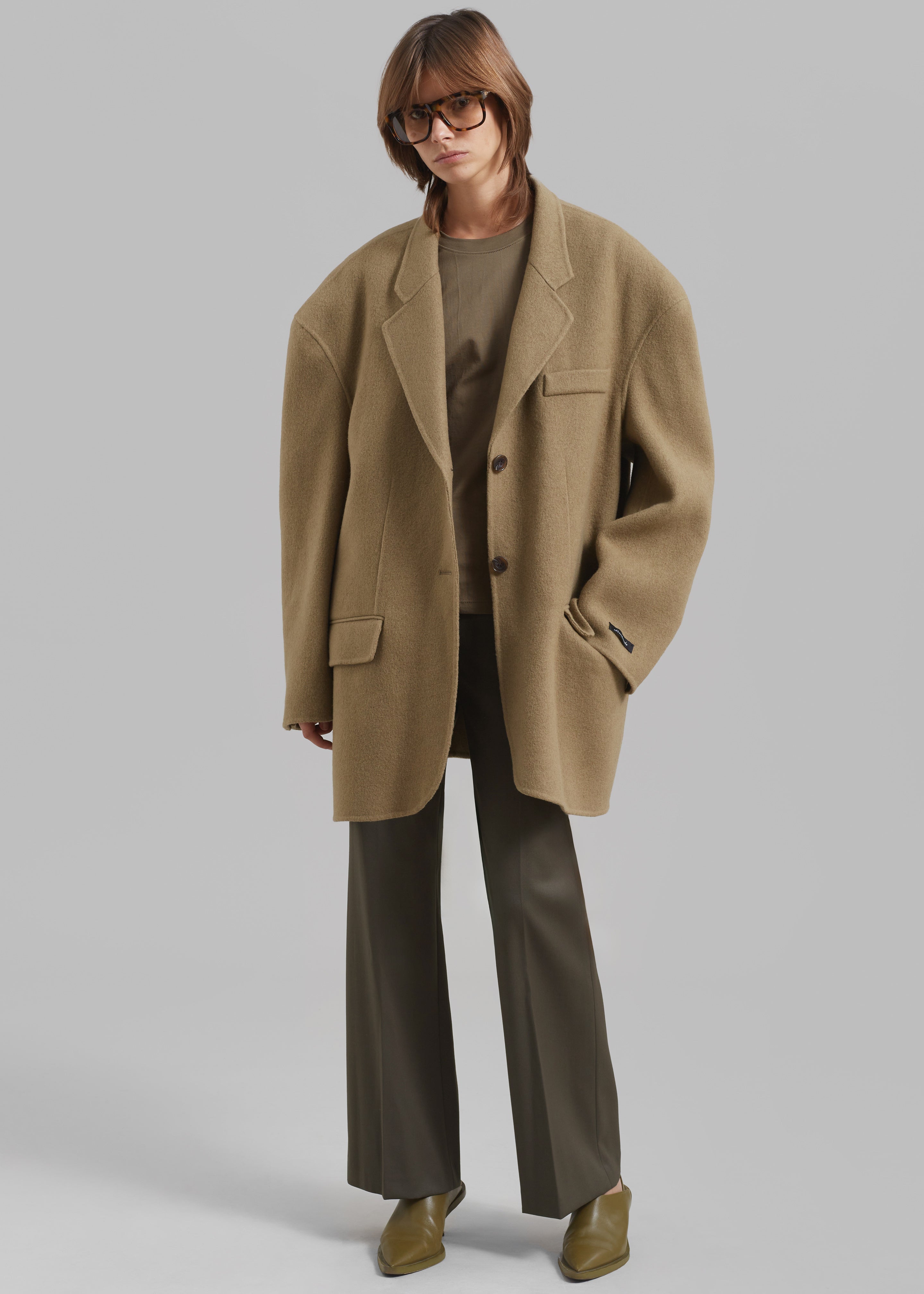 Amomento Straight Fit Wool Pants - Khaki - 6
