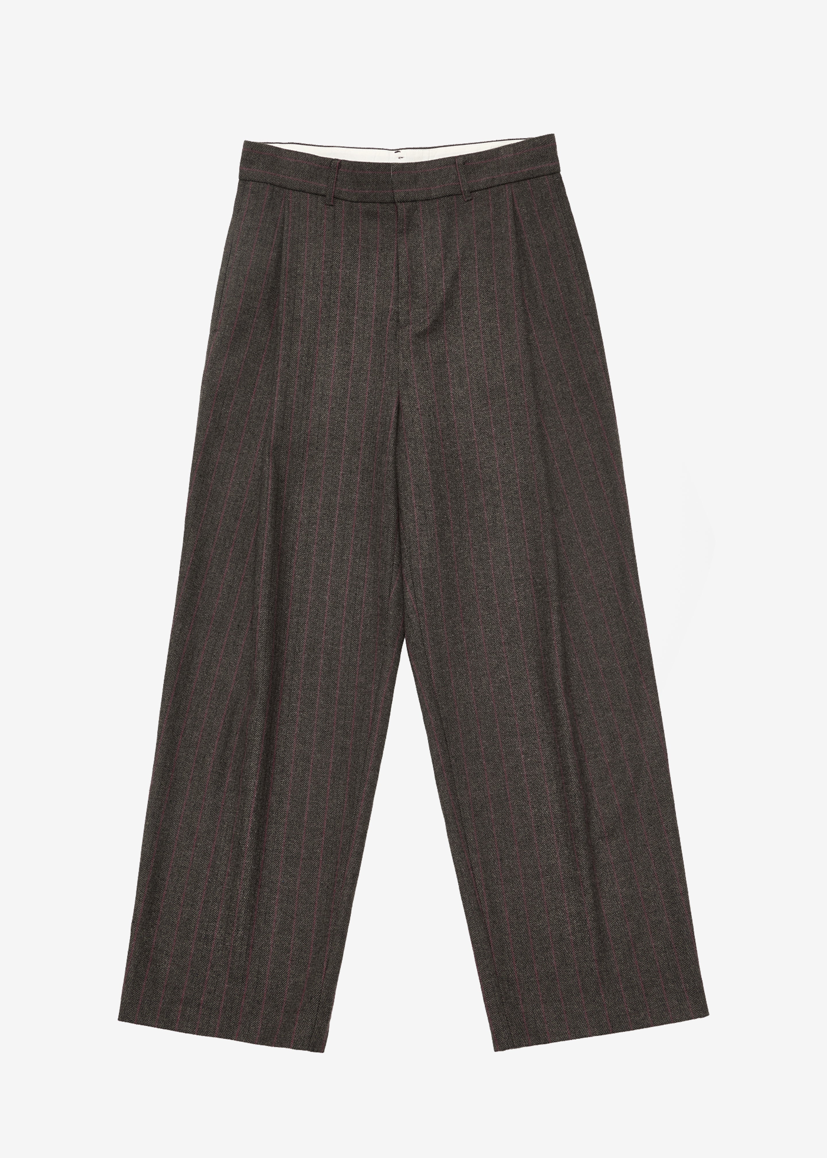 Amomento Wool Stripe Martin Pants - Brown - 14
