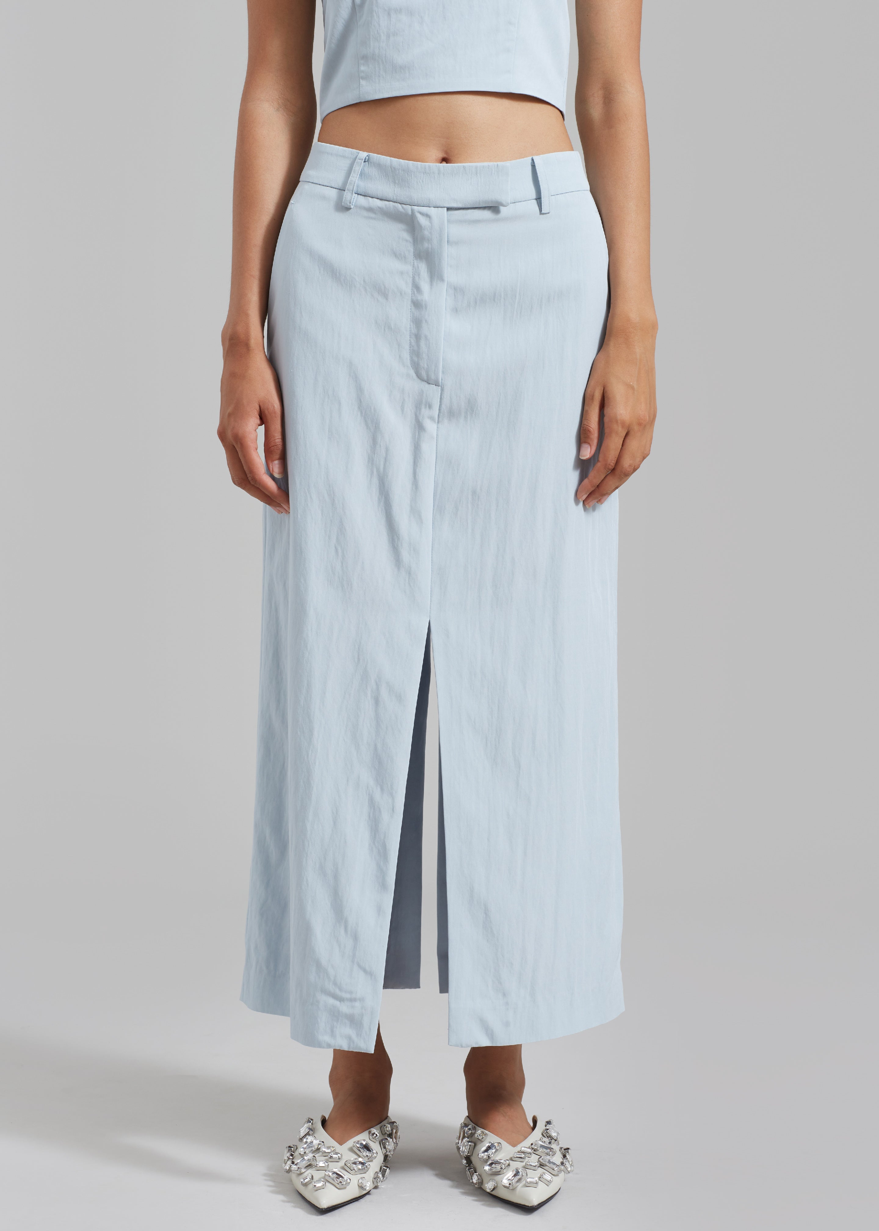 Anastasia Slit Midi Skirt - Sky - 5