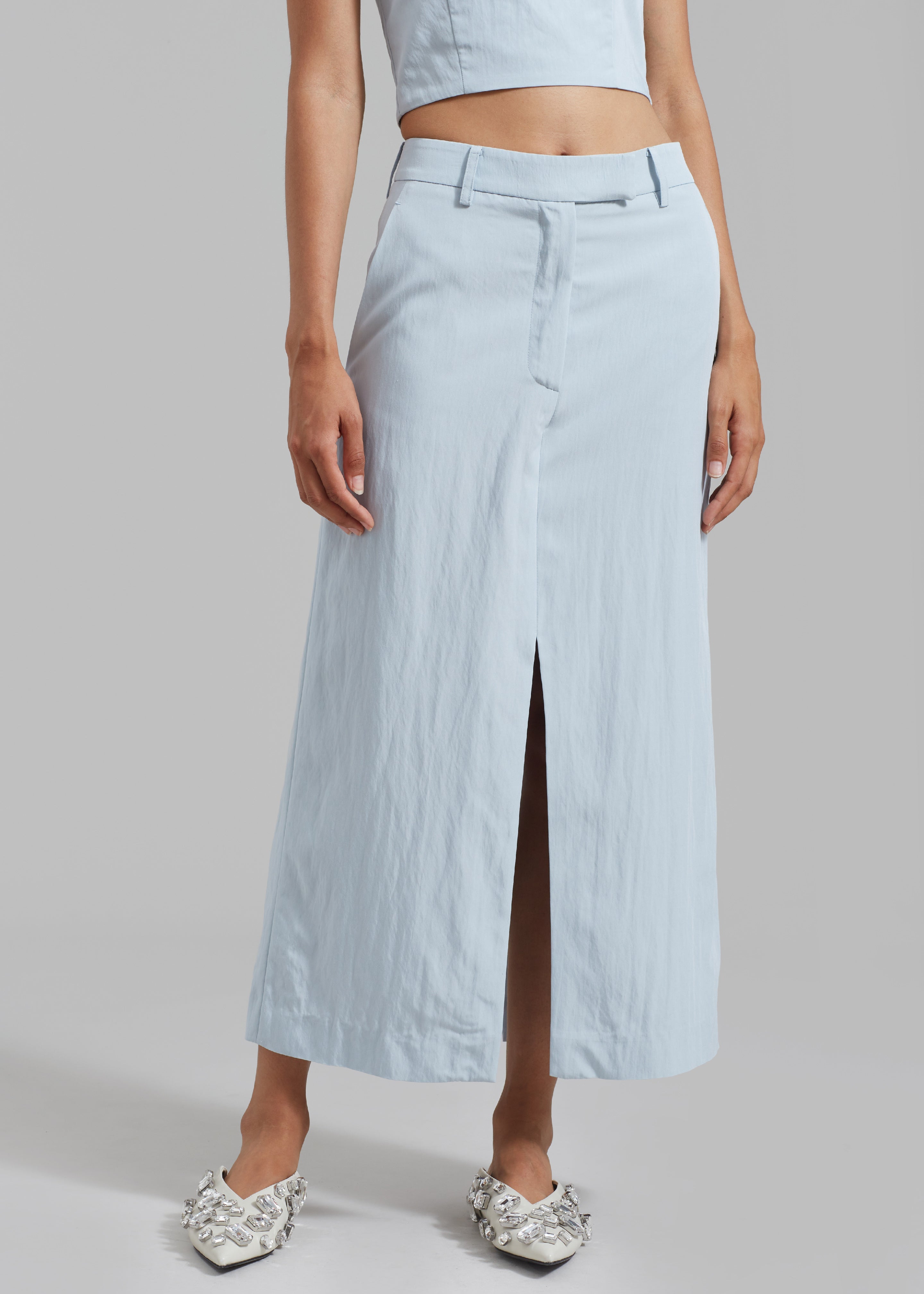 Anastasia Slit Midi Skirt - Sky - 2