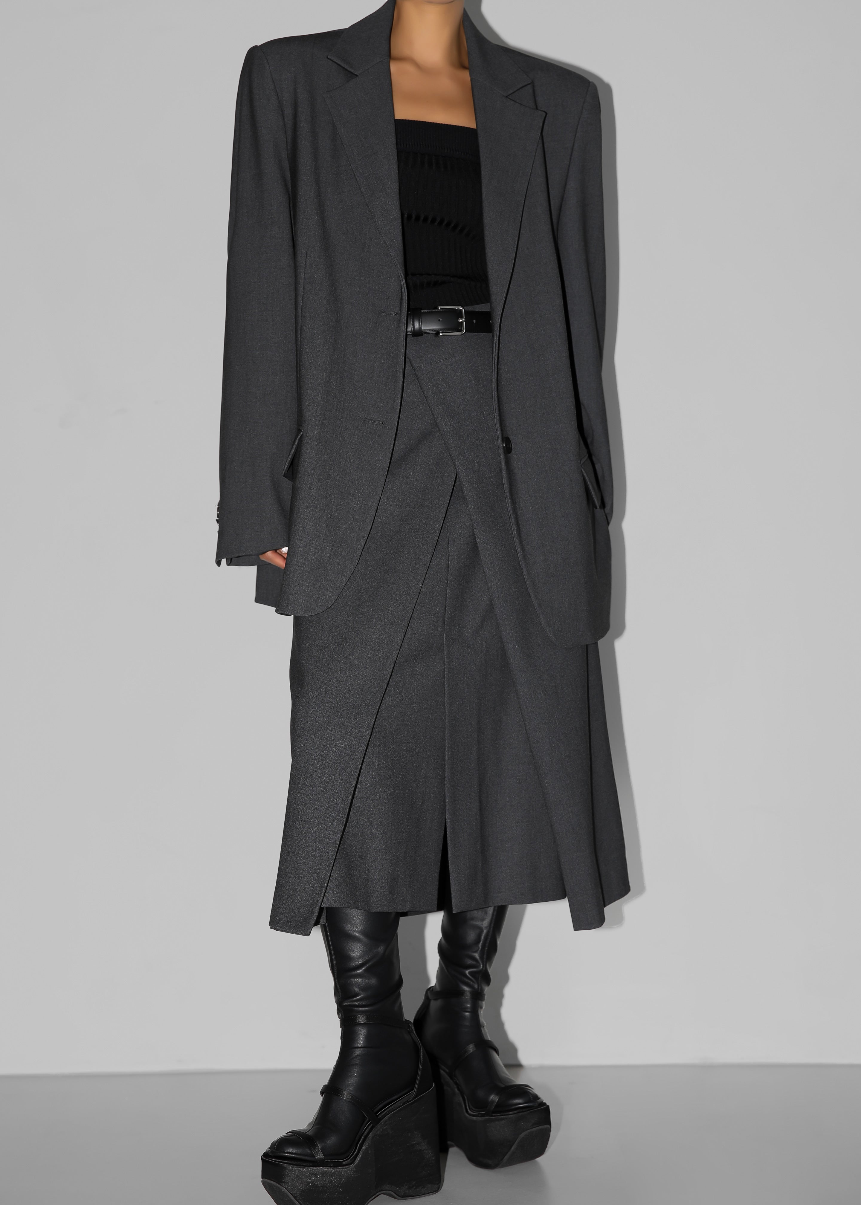 Andy Midi Wrap Skirt - Charcoal - 2