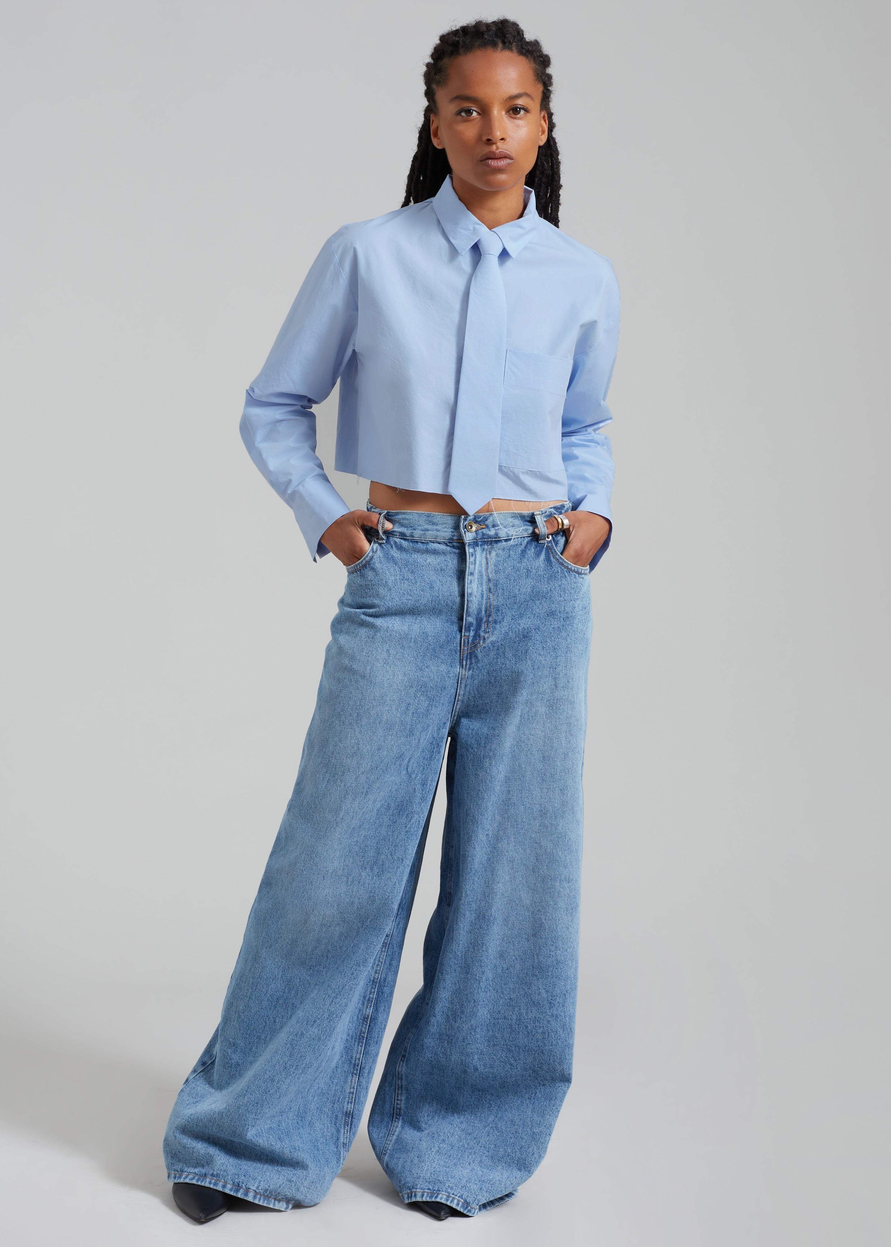 Annie Necktie Shirt - Sky - 2
