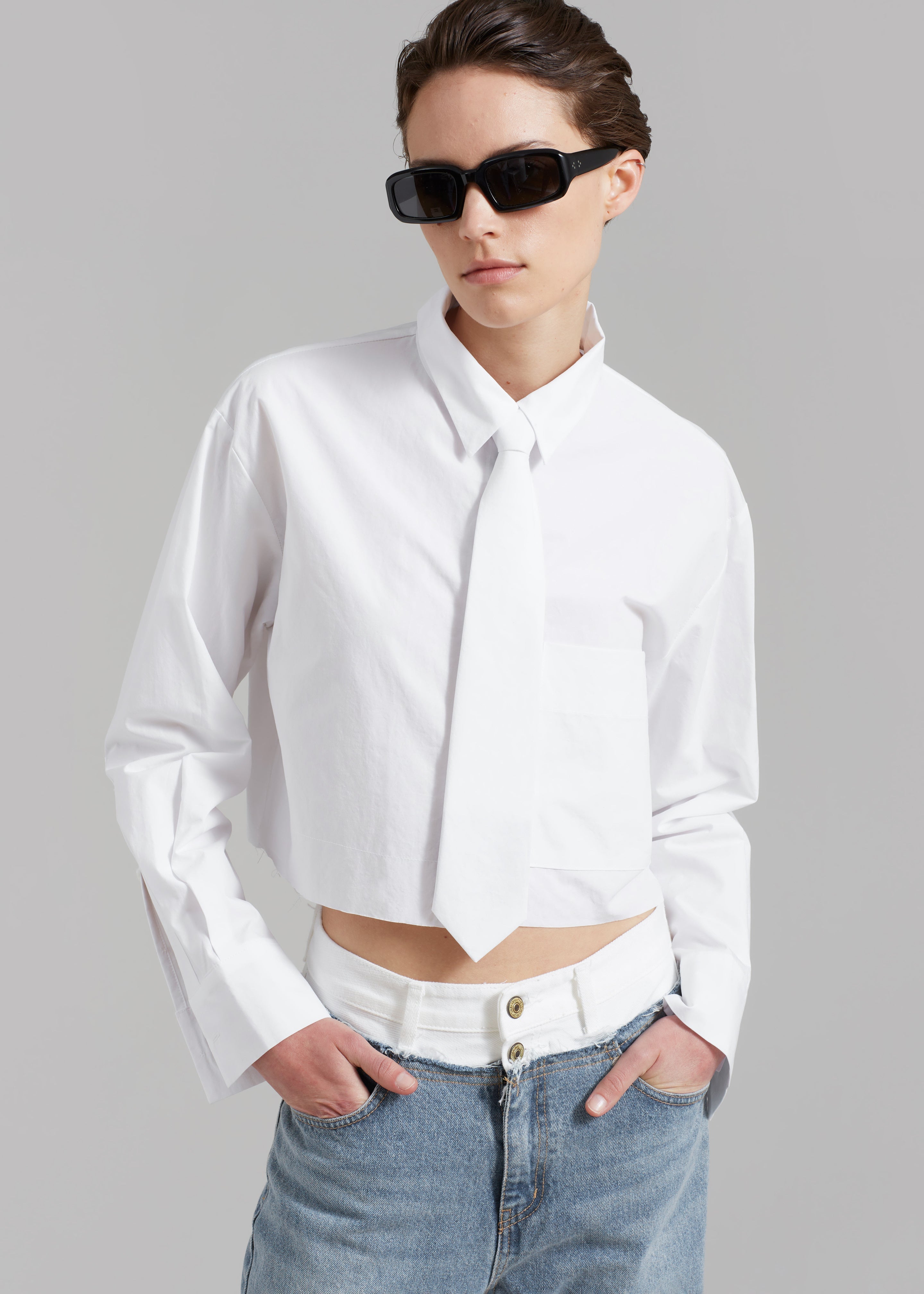 Annie Necktie Shirt - White - 1