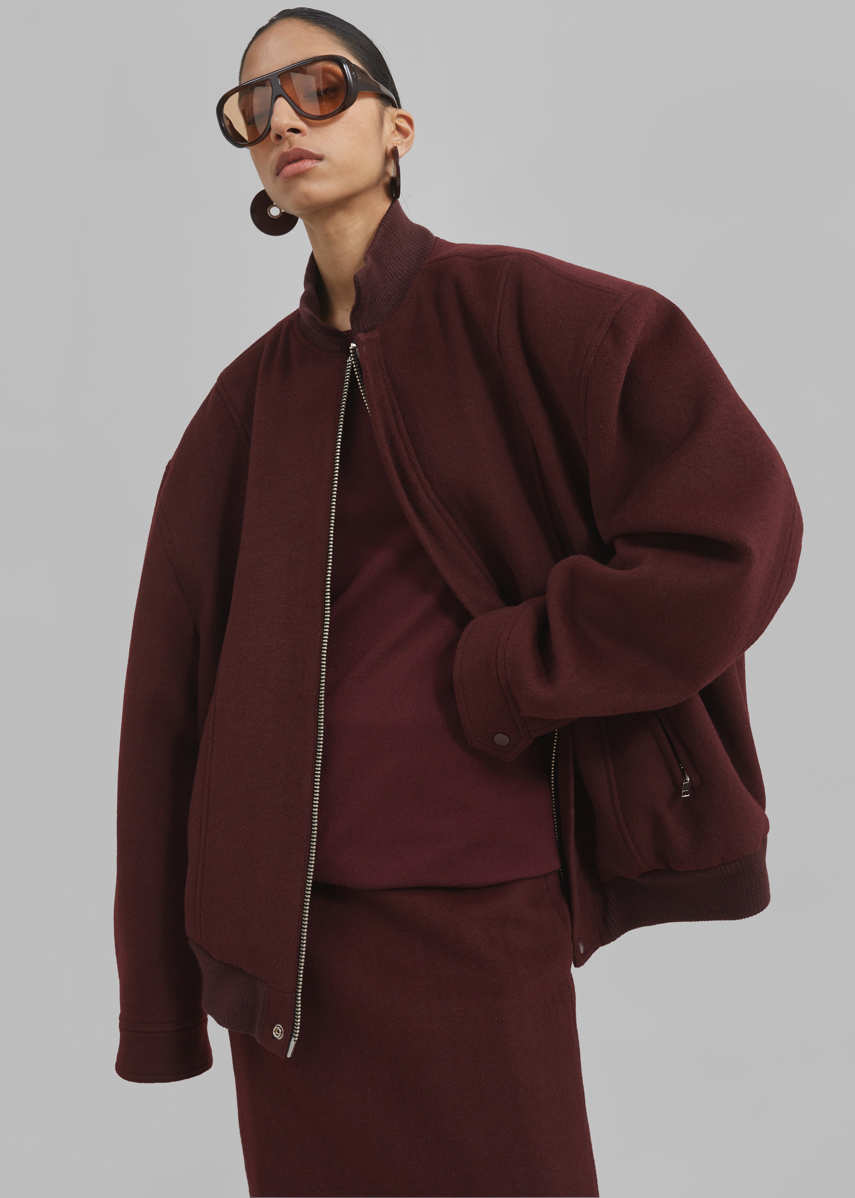 Arley Oversized Bomber Burgundy