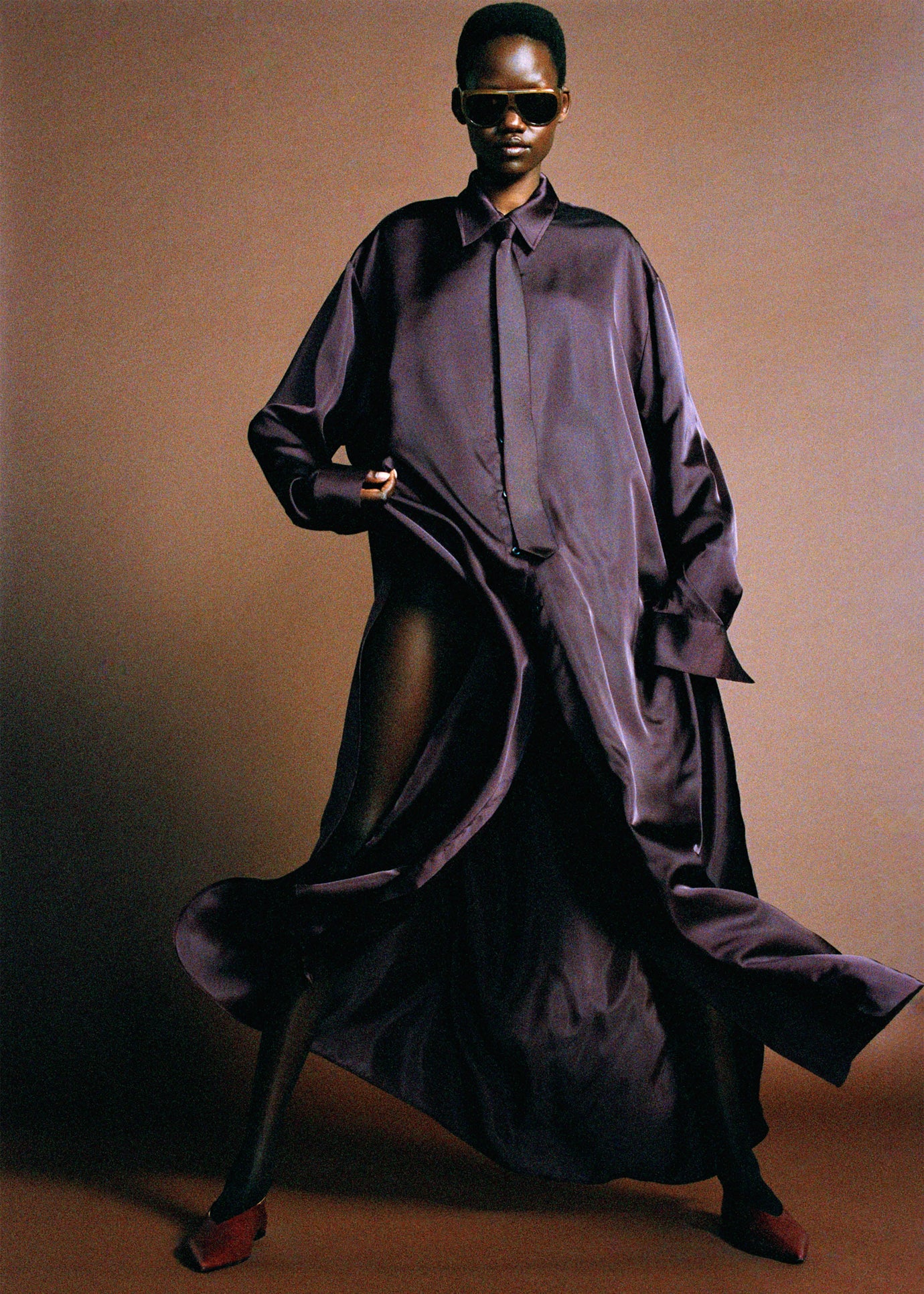 Avery Satin Shirt Dress - Burgundy