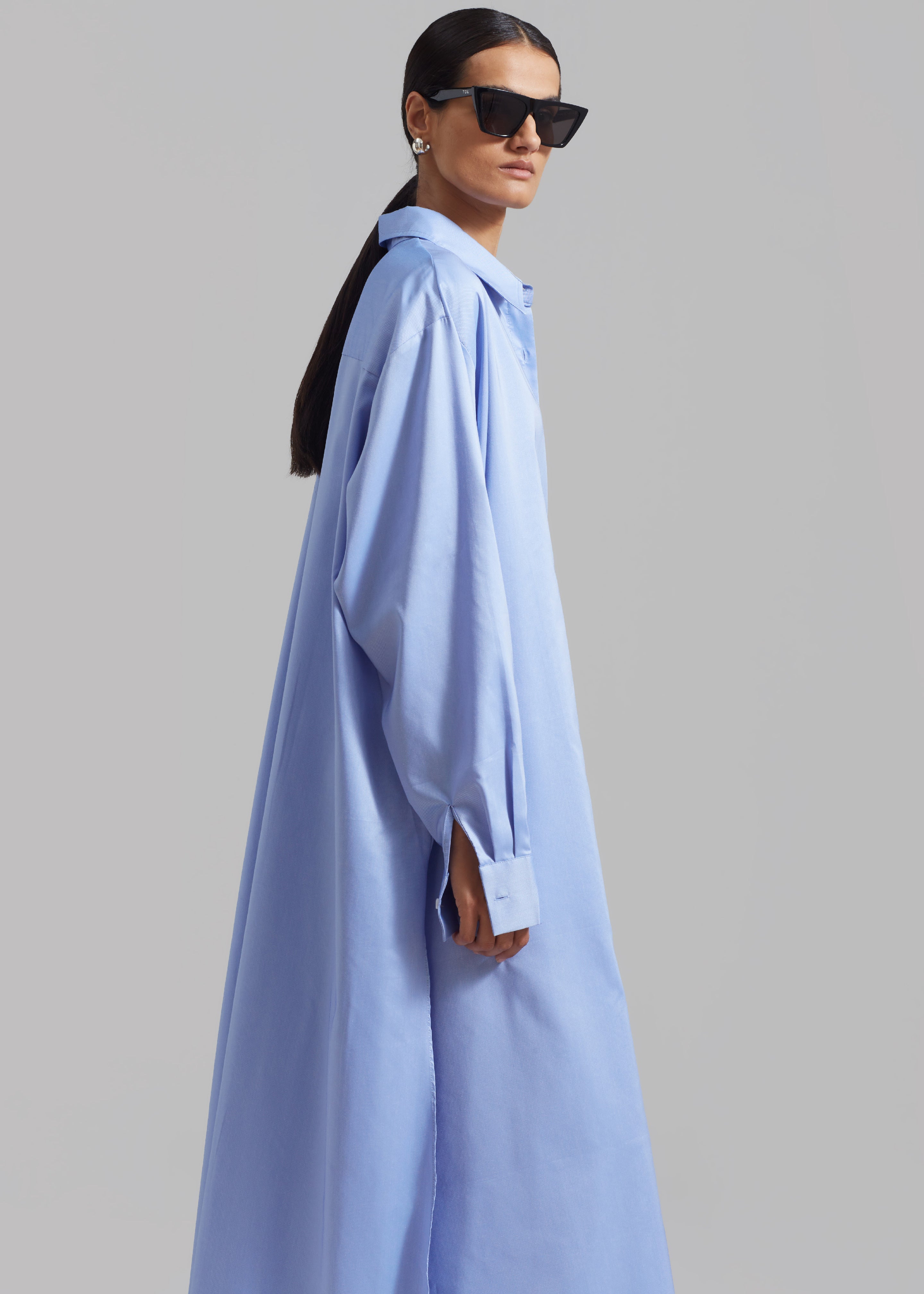 Avery Shirt Dress - Blue - 3