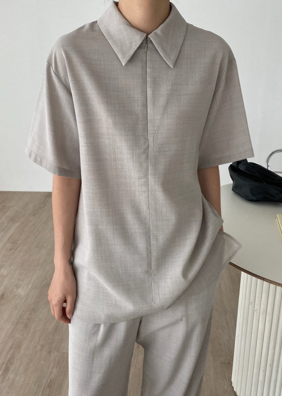 Aino Zip Up Polo - Birch Melange - 3
