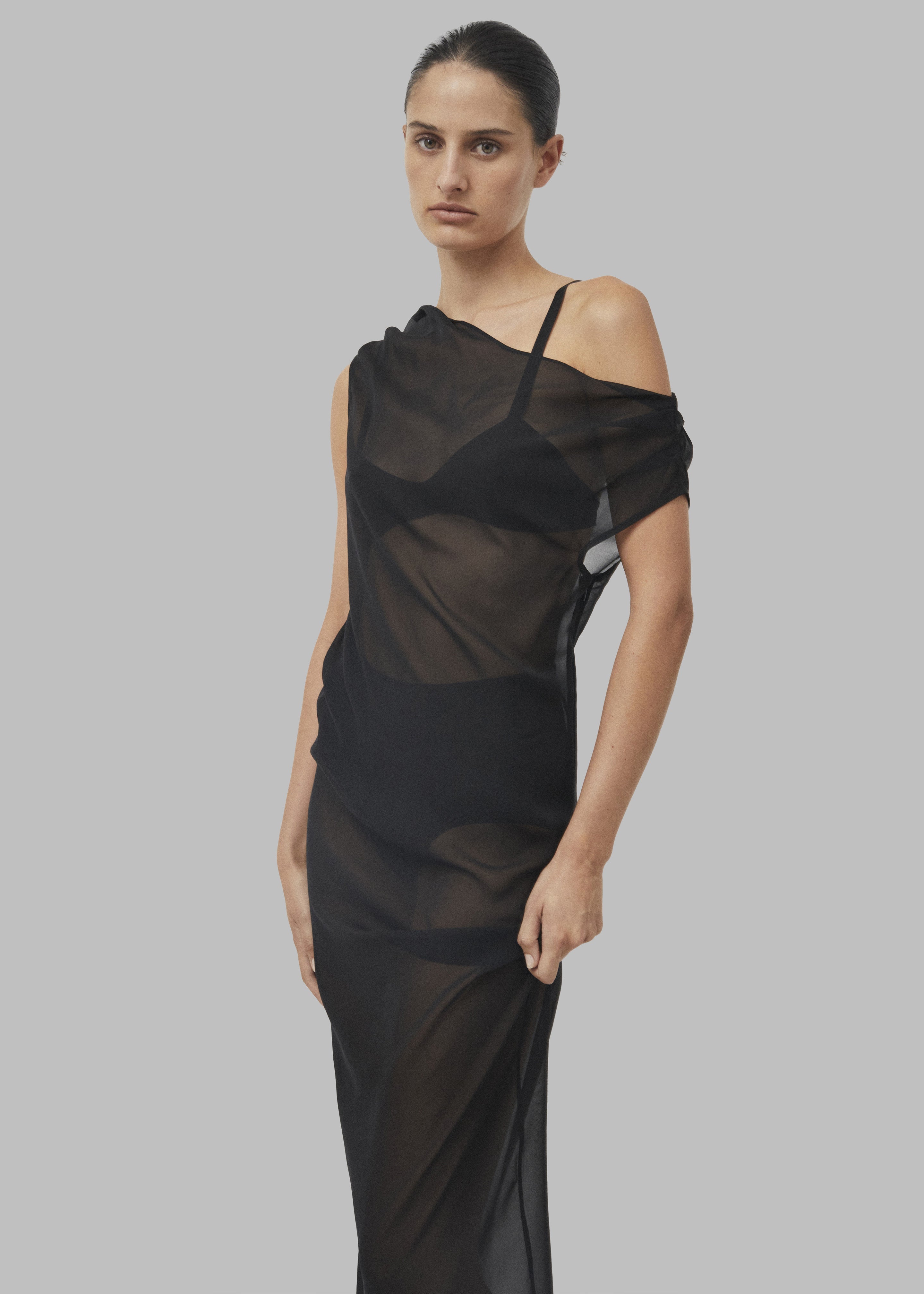 Beare Park Silk Georgette Off The Shoulder Dress - Black - 7