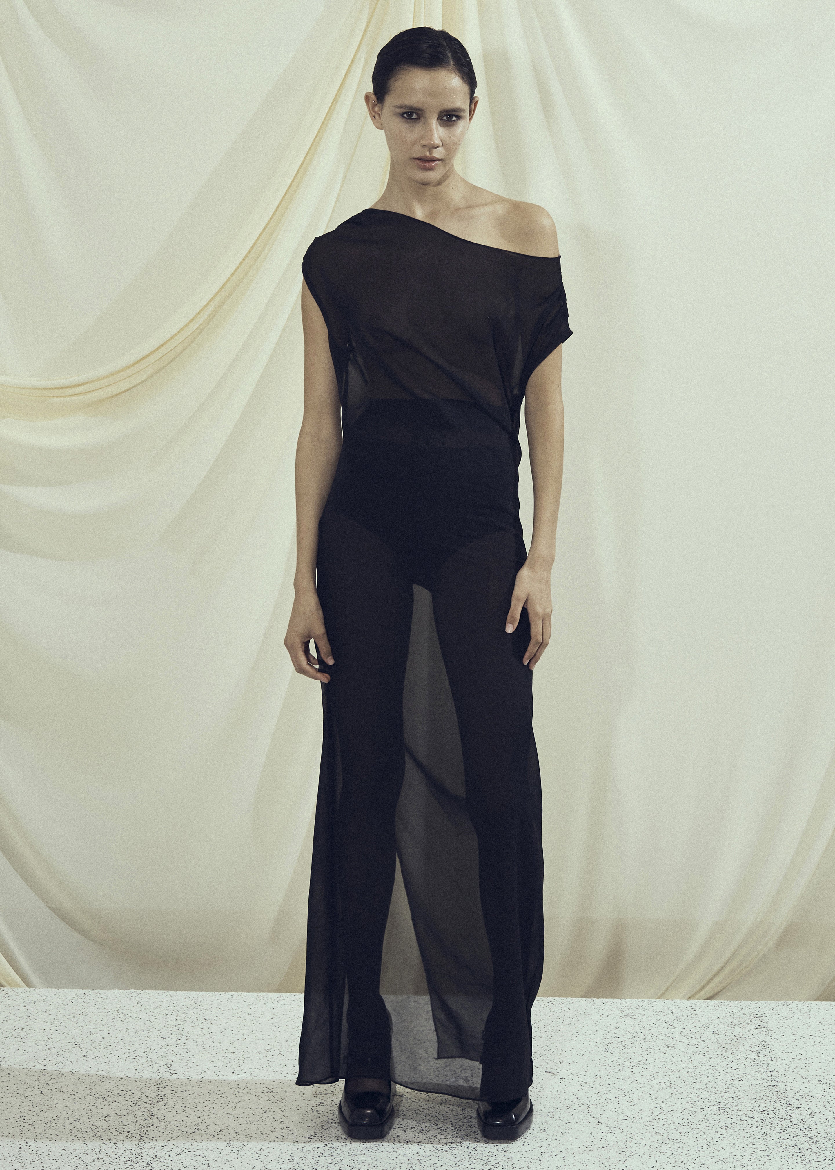 Beare Park Silk Georgette Off The Shoulder Dress - Black - 2
