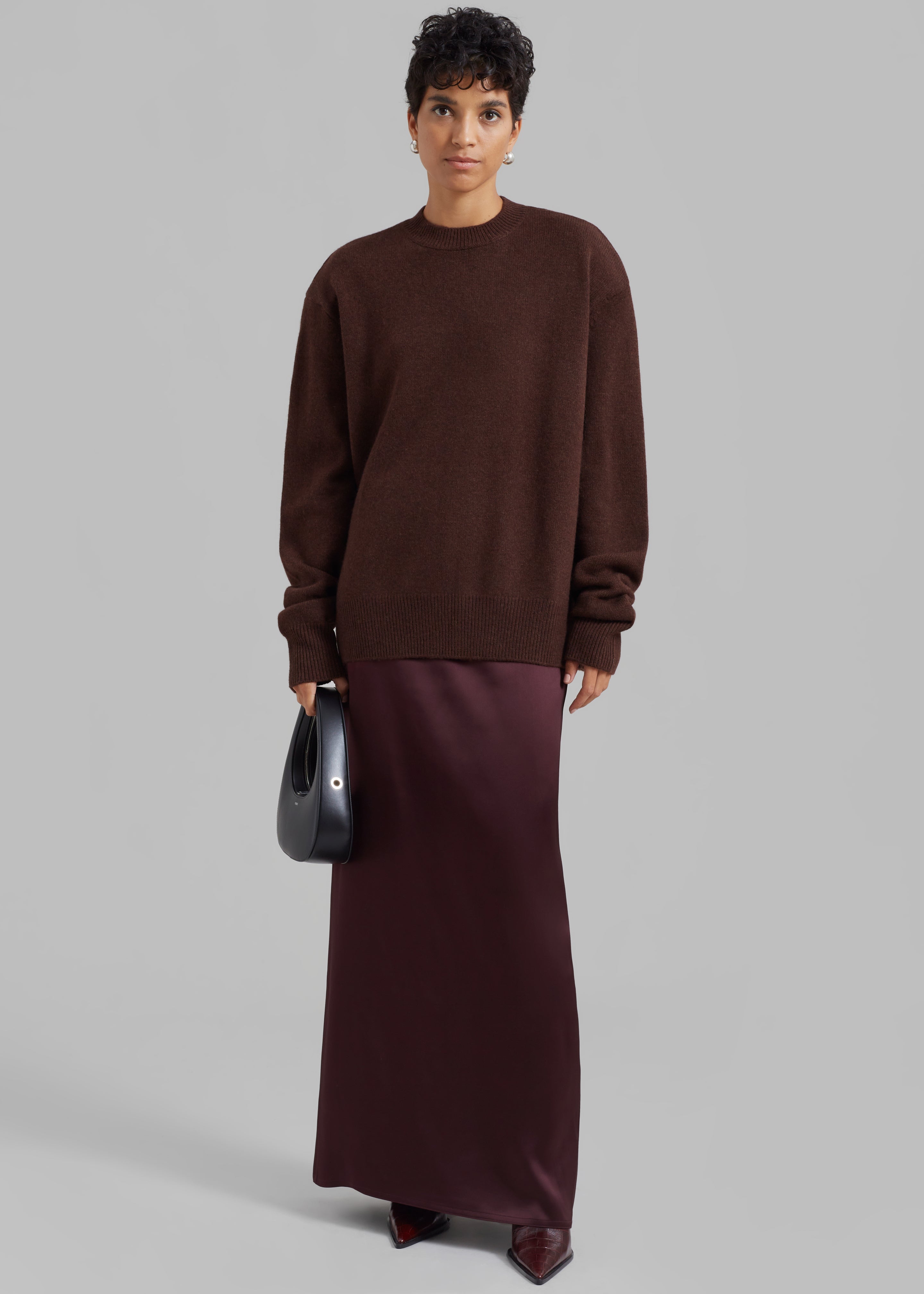 Bevza Ankle Length Skirt - Burgundy Brown - 1