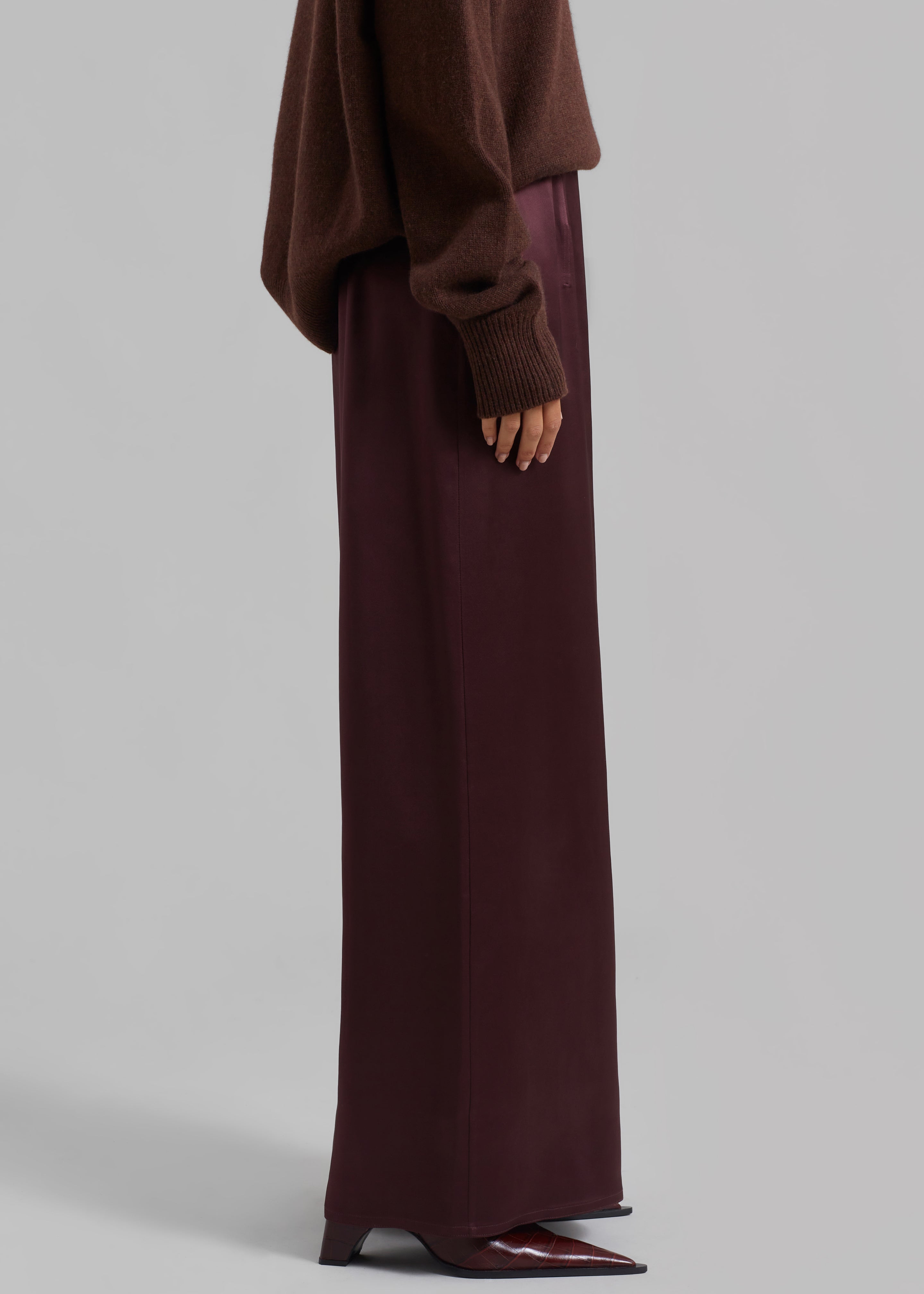 Bevza Ankle Length Skirt - Burgundy Brown - 4