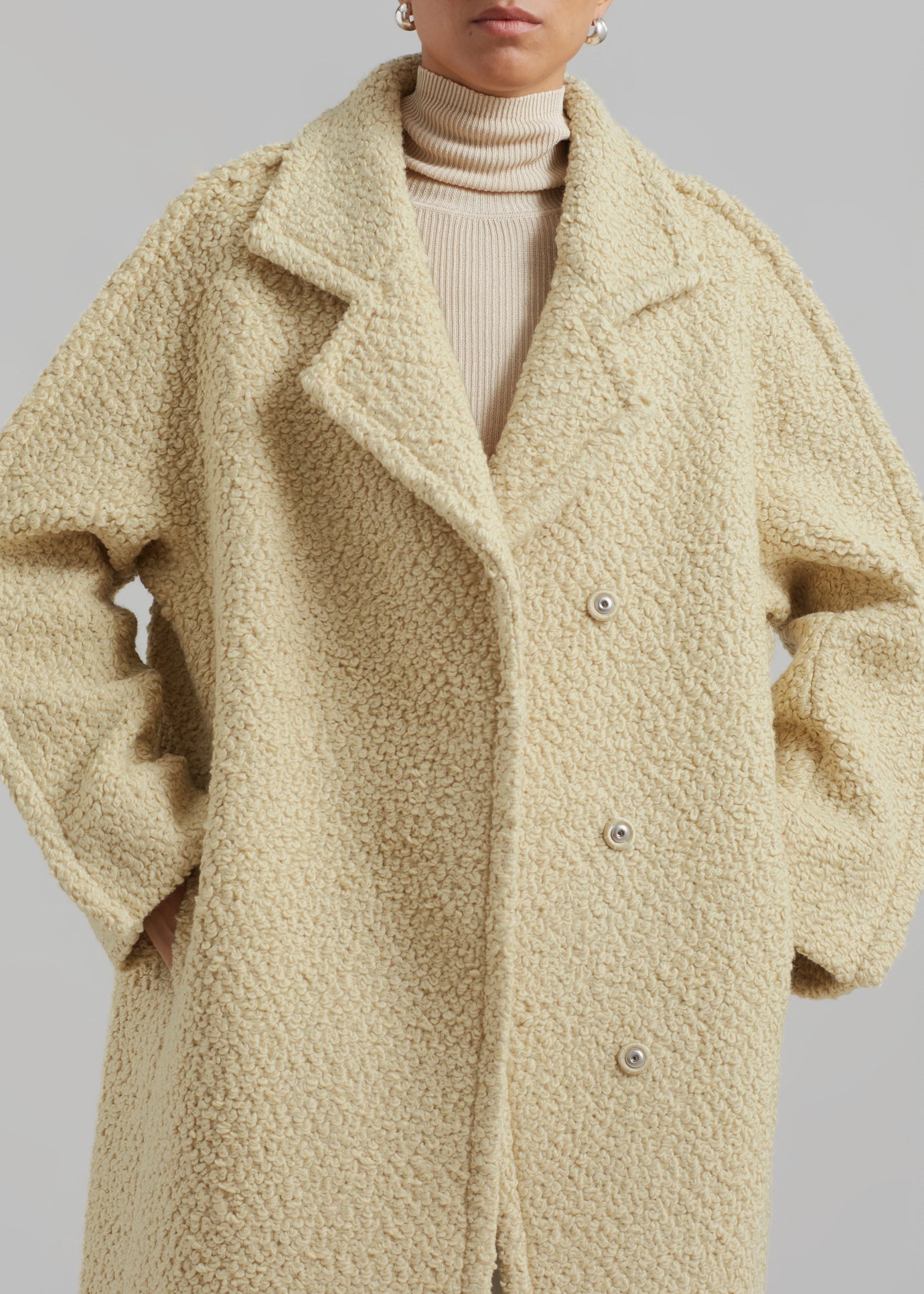 Bevza Buckled Wool Coat - Sand Beige - 1