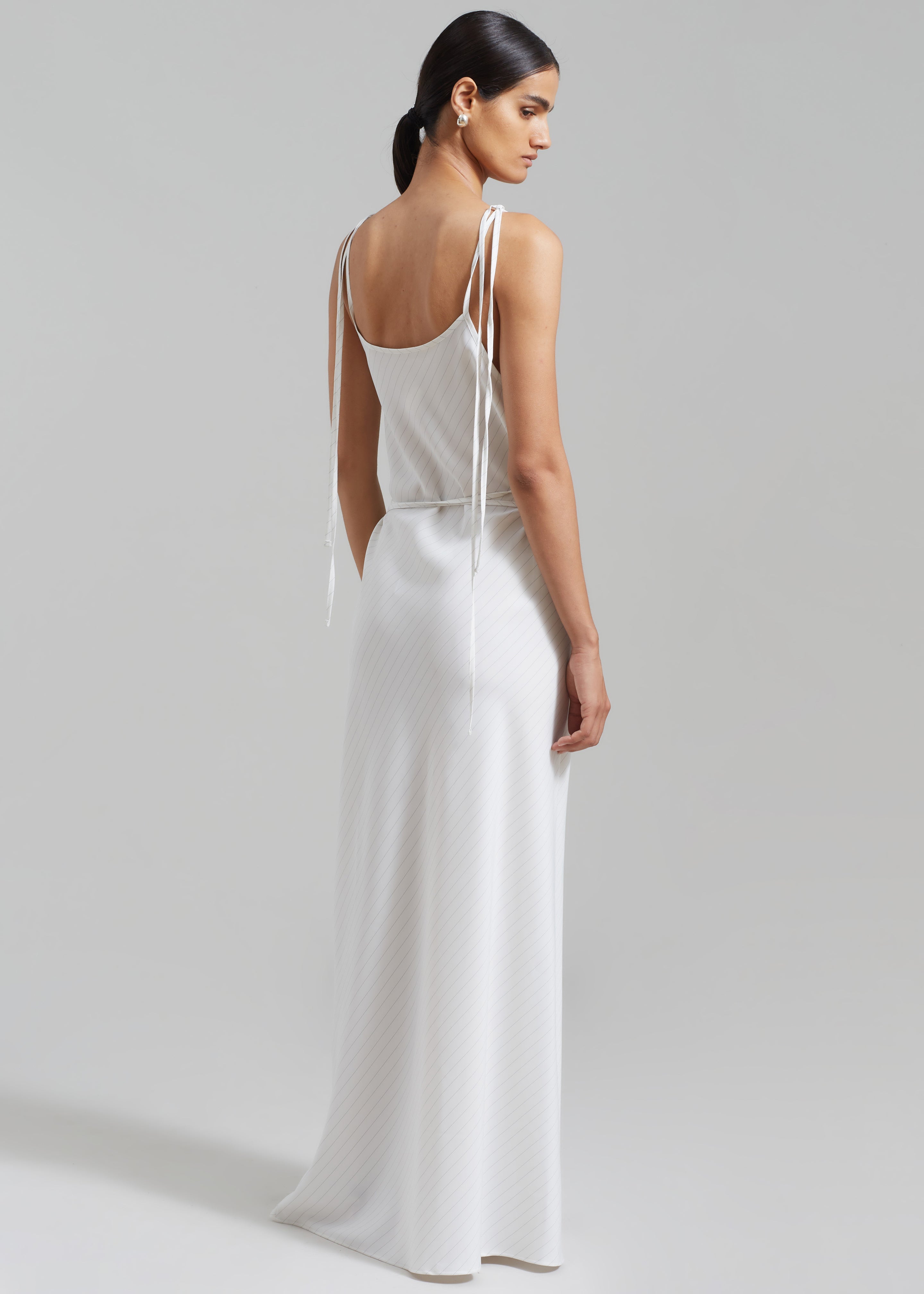 Brooke Tie Strap Maxi Dress - Grey Stripe - 6
